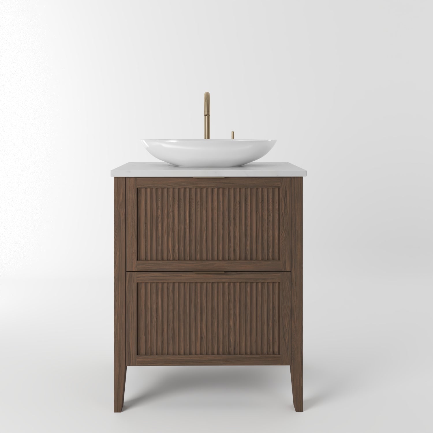 The Clifton | Oak Fluted Vanity 600mm | Chocolate - Mockridge Design