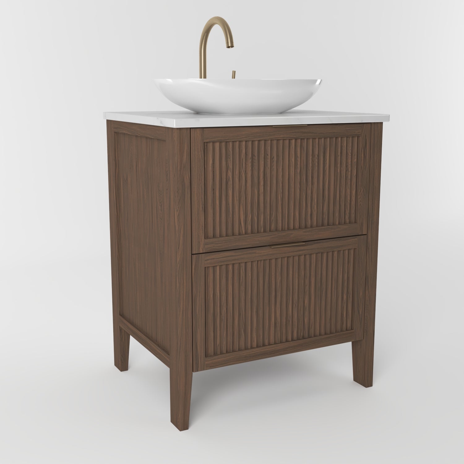 The Clifton | Oak Fluted Vanity 600mm | Chocolate - Mockridge Design