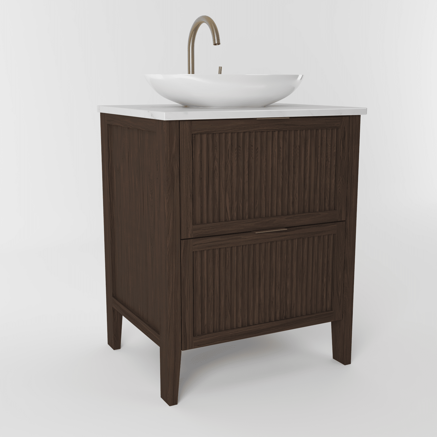 The Clifton | Oak Fluted Vanity 600mm | Dark Roast - Mockridge Design