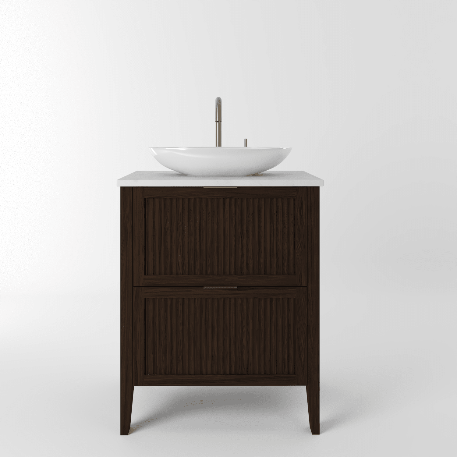 The Clifton | Oak Fluted Vanity 600mm | Espresso - Mockridge Design