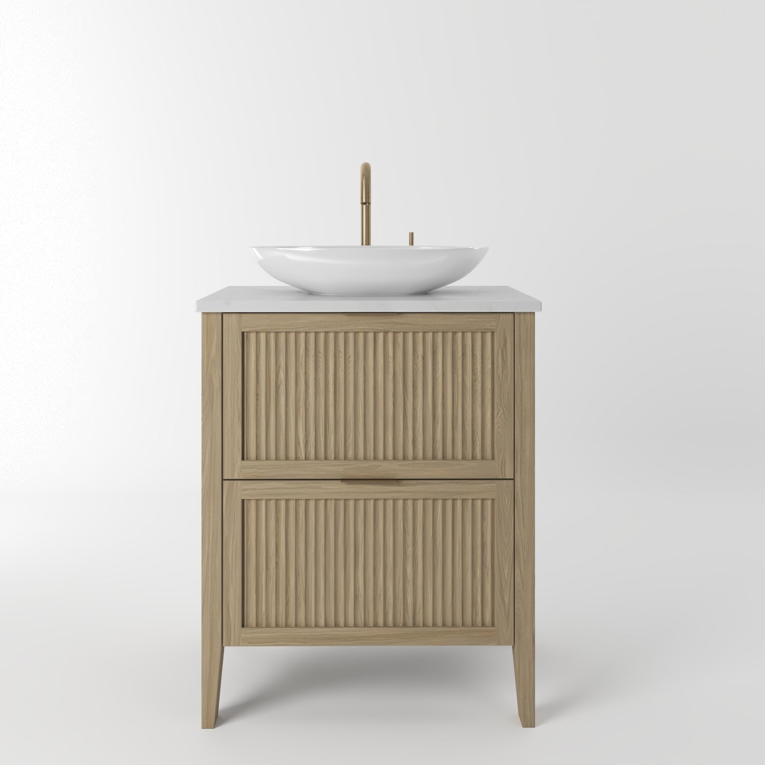 The Clifton | Oak Fluted Vanity 600mm | Macchiato - Mockridge Design