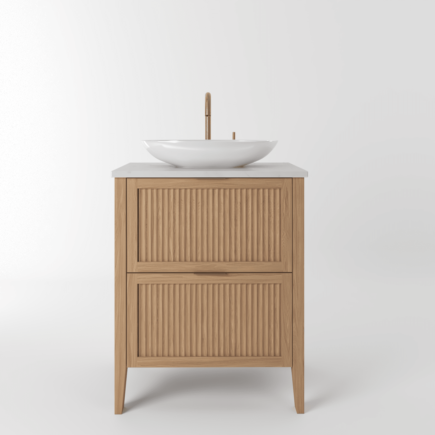The Clifton | Oak Fluted Vanity 600mm | Natural - Mockridge Design