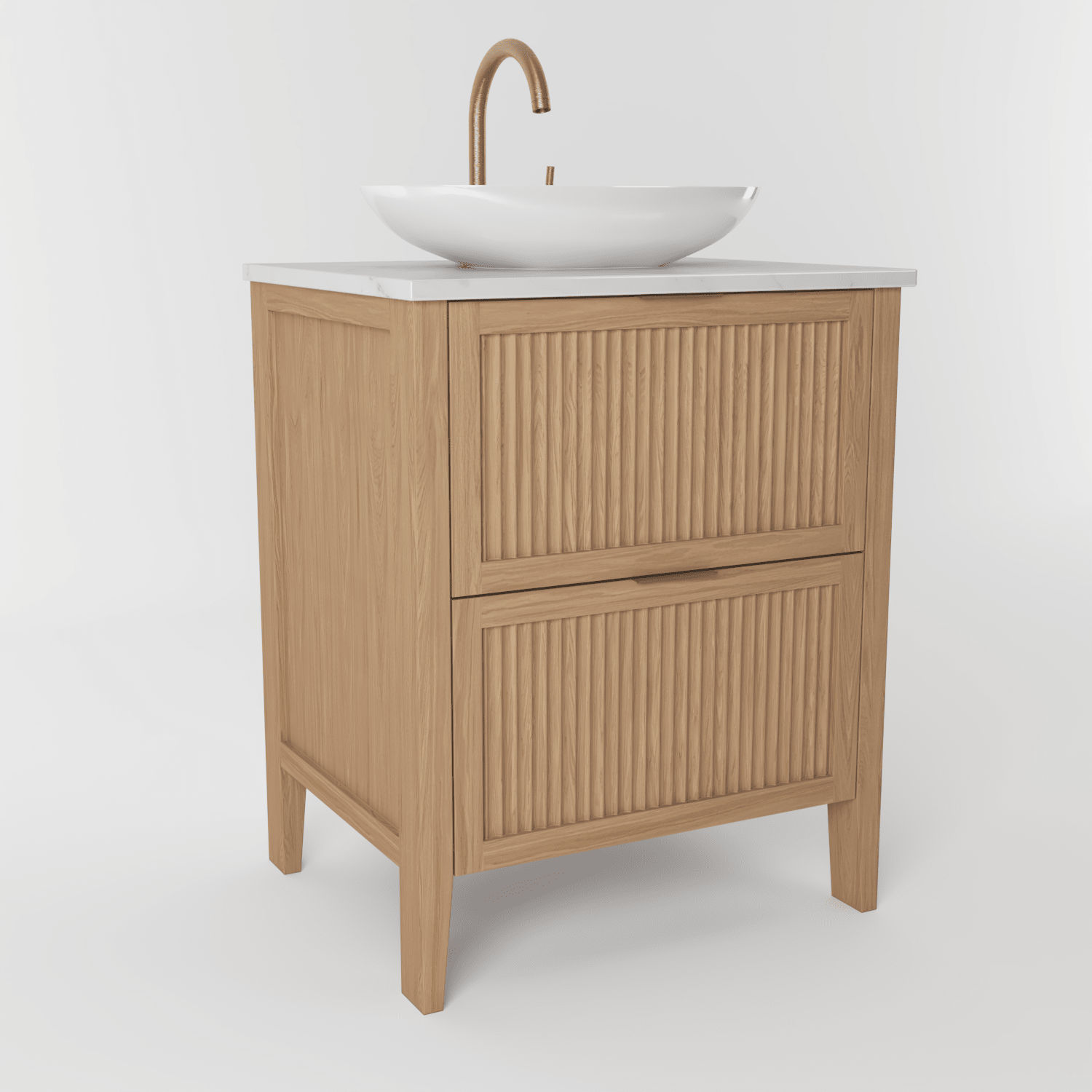 The Clifton | Oak Fluted Vanity 600mm | Natural - Mockridge Design