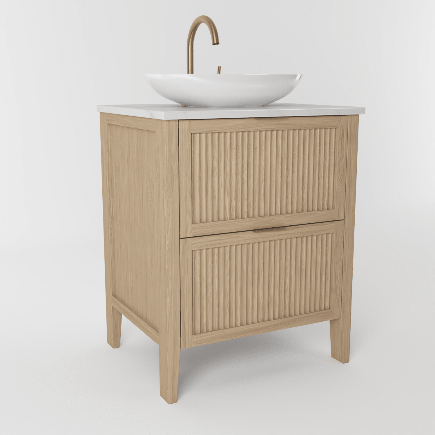 The Clifton | Oak Fluted Vanity 600mm | Smoke 5% - Mockridge Design