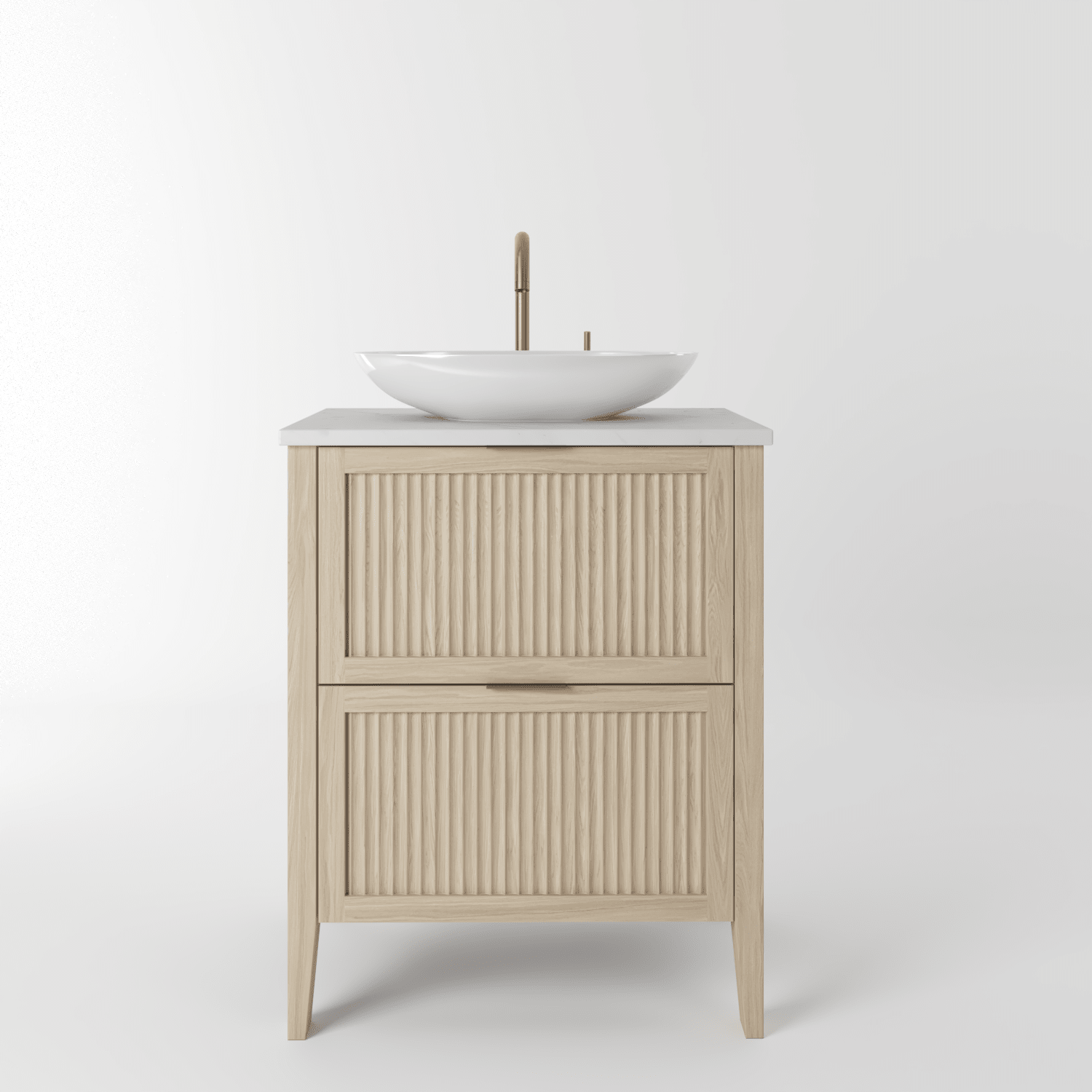 The Clifton | Oak Fluted Vanity 600mm | White - Mockridge Design