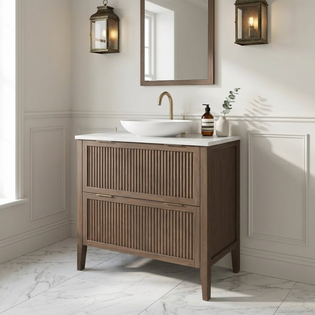 The Clifton | Oak Fluted Vanity 800mm | Chocolate - Mockridge Design