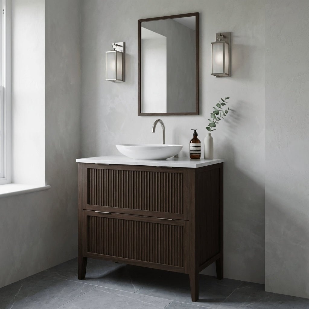 The Clifton | Oak Fluted Vanity 800mm | Dark Roast - Mockridge Design