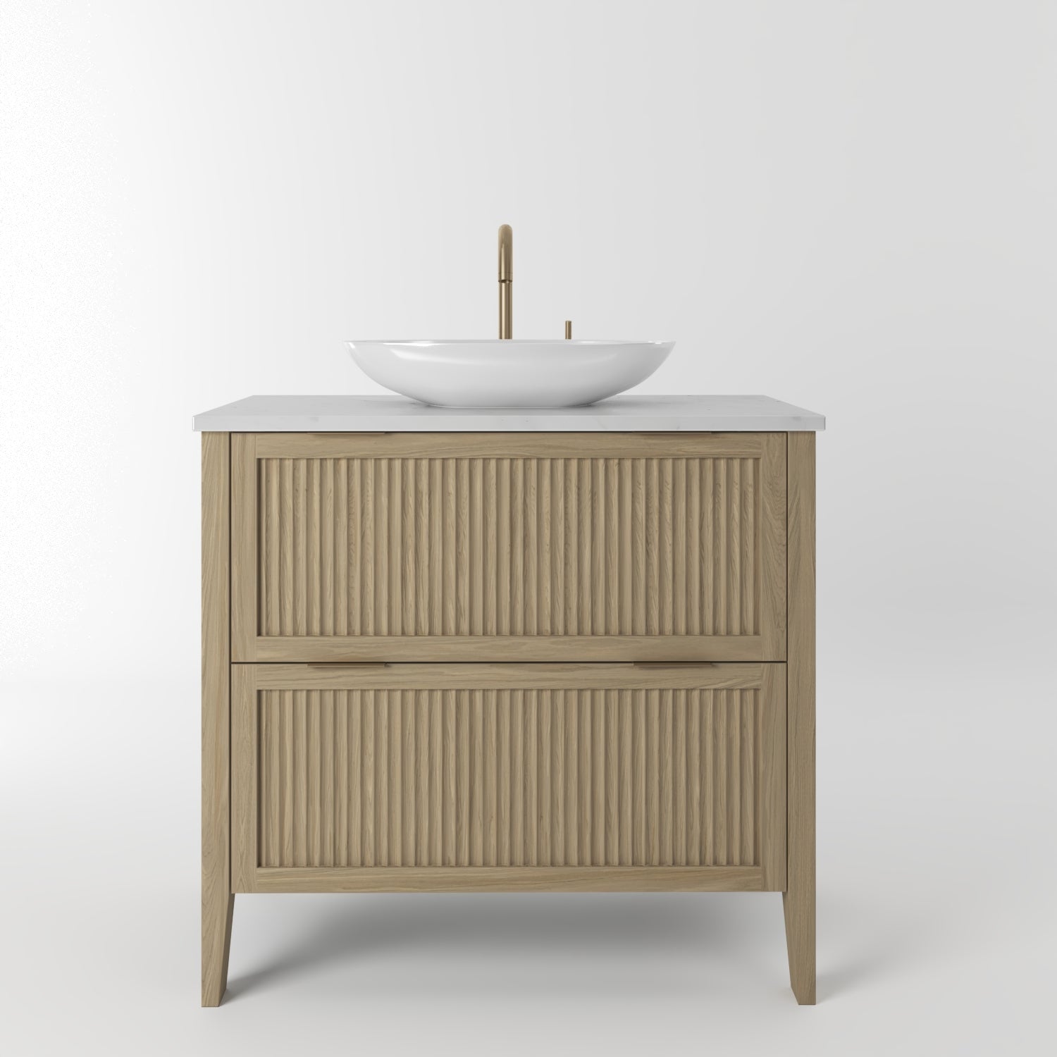 The Clifton | Oak Fluted Vanity 800mm | Macchiato - Mockridge Design
