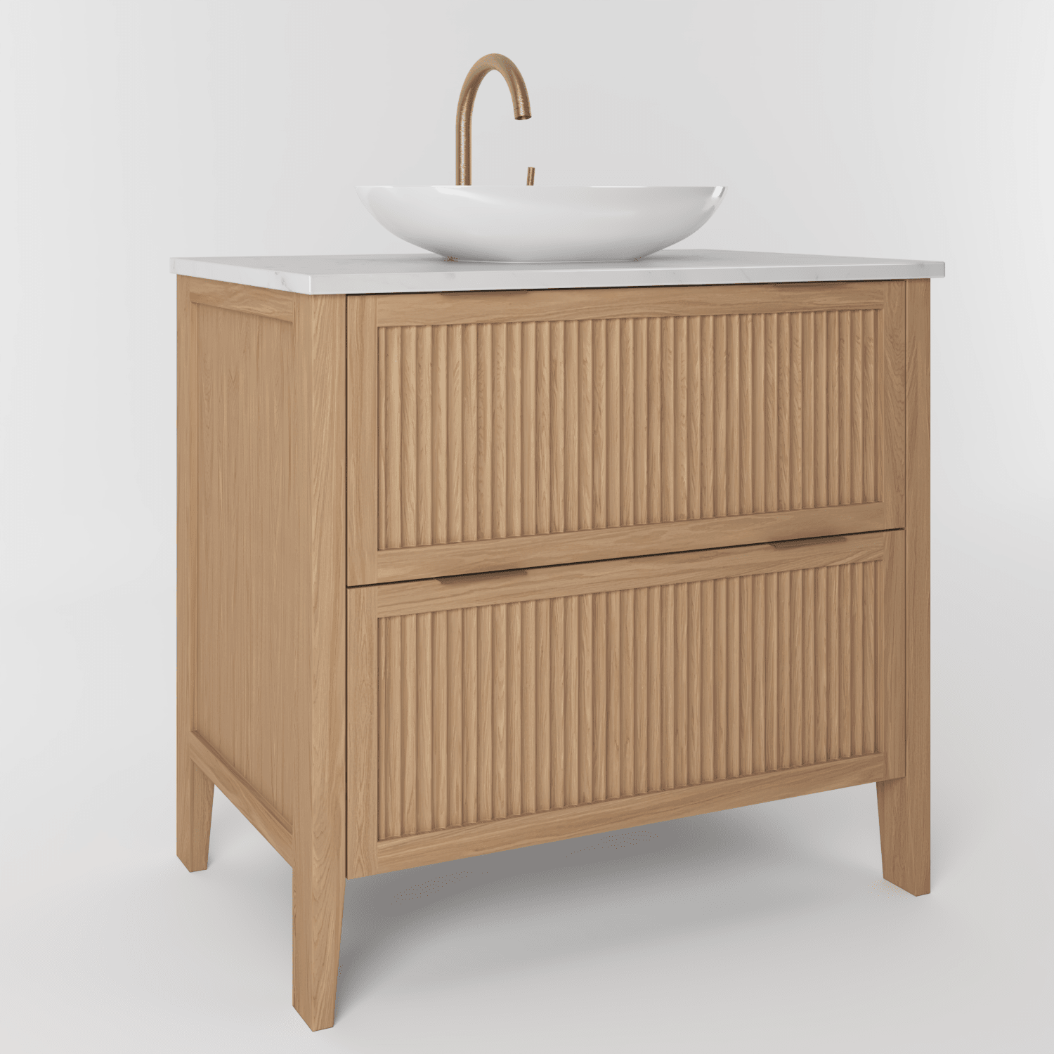 The Clifton | Oak Fluted Vanity 800mm | Natural - Mockridge Design