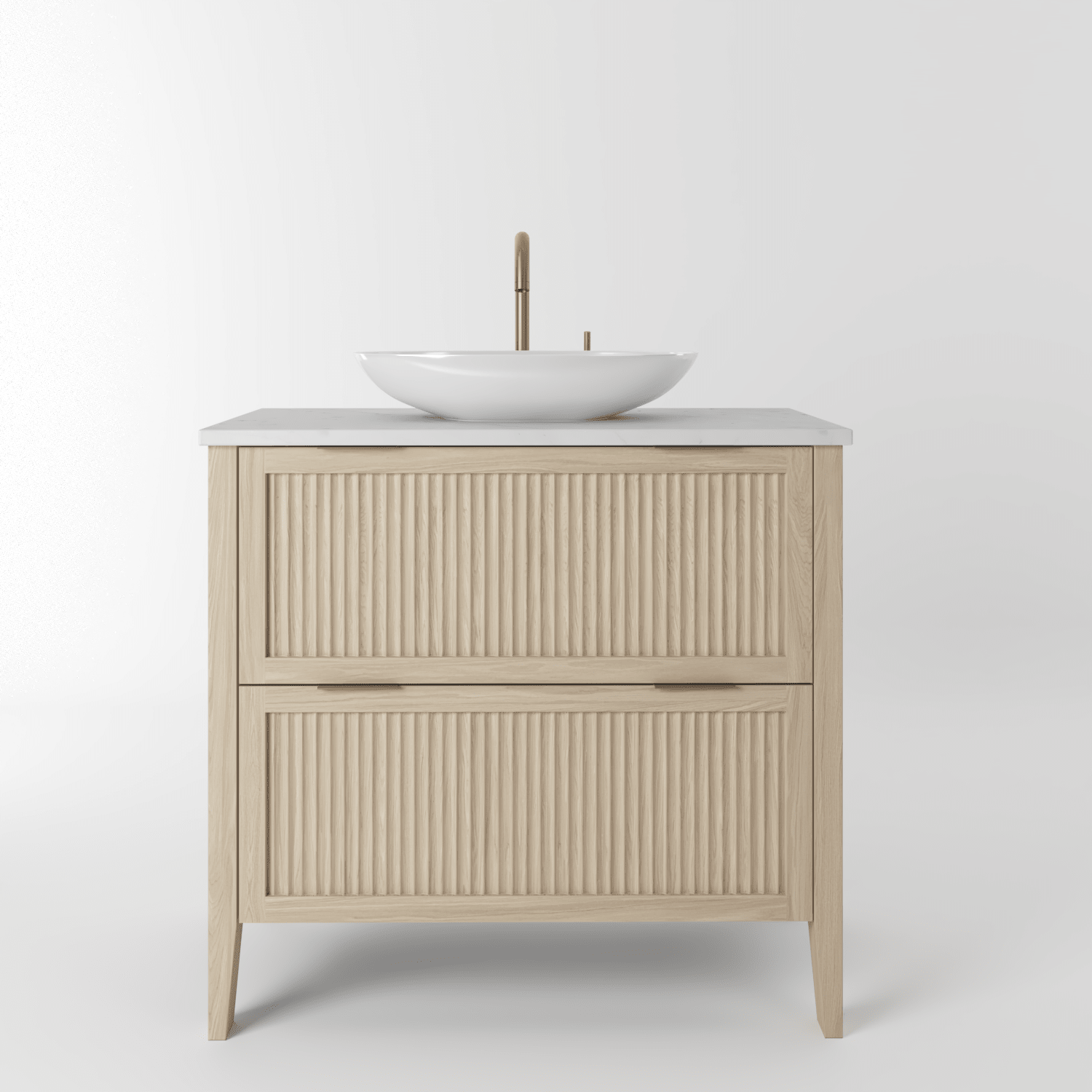 The Clifton | Oak Fluted Vanity 800mm | White - Mockridge Design
