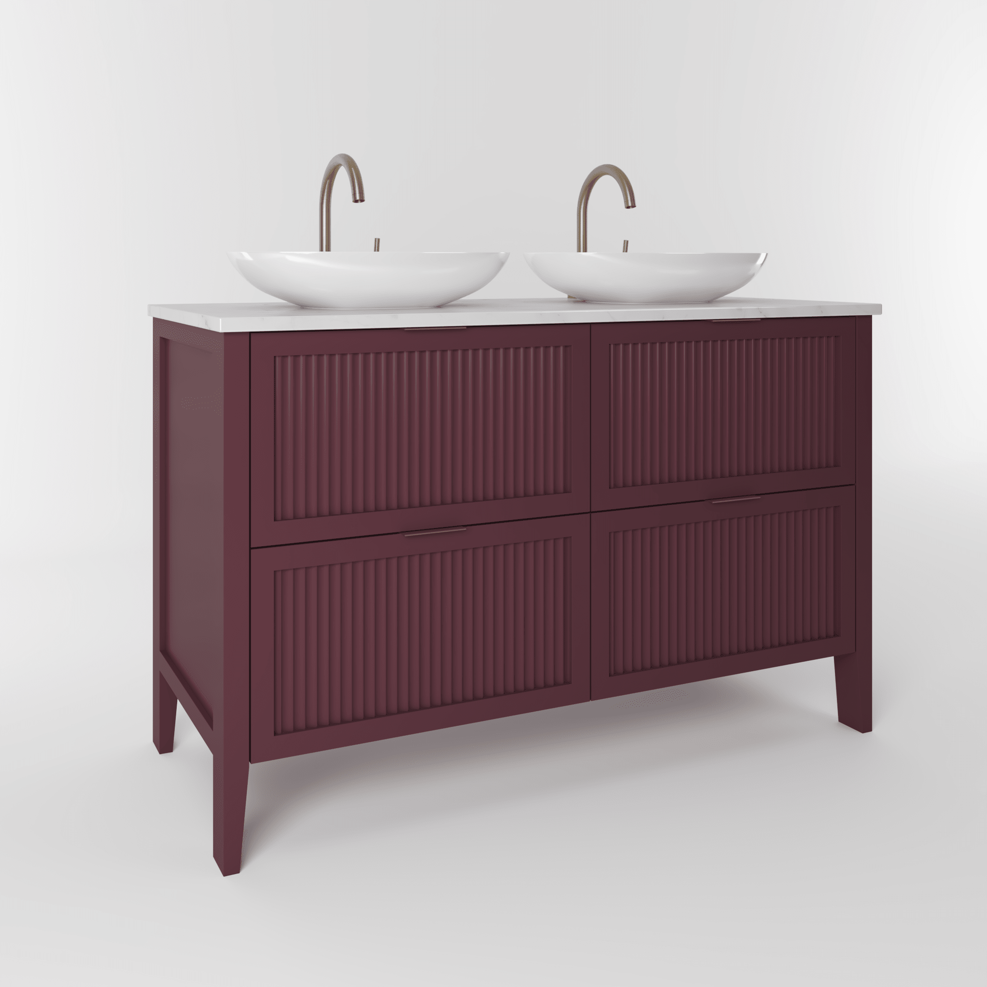 The Clifton | Painted Fluted Double Vanity 1200mm Brinjal - Mockridge Design