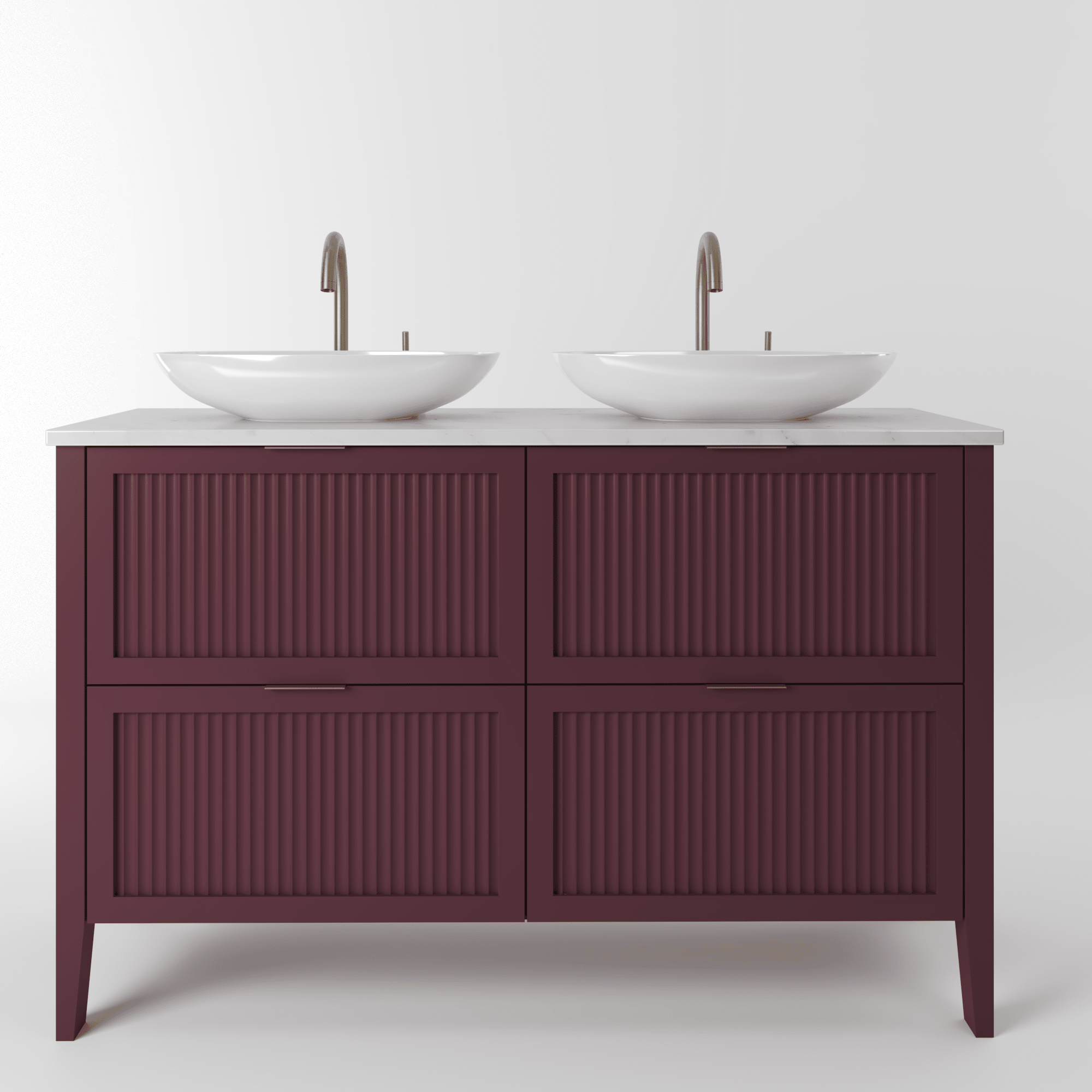 The Clifton | Painted Fluted Double Vanity 1200mm Brinjal - Mockridge Design