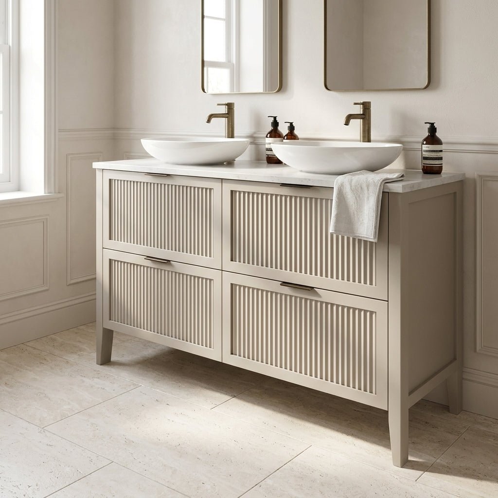 The Clifton | Painted Fluted Double Vanity 1200mm Elephants Breath - Mockridge Design