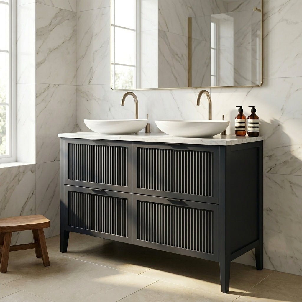 The Clifton | Painted Fluted Double Vanity 1200mm Railings - Mockridge Design