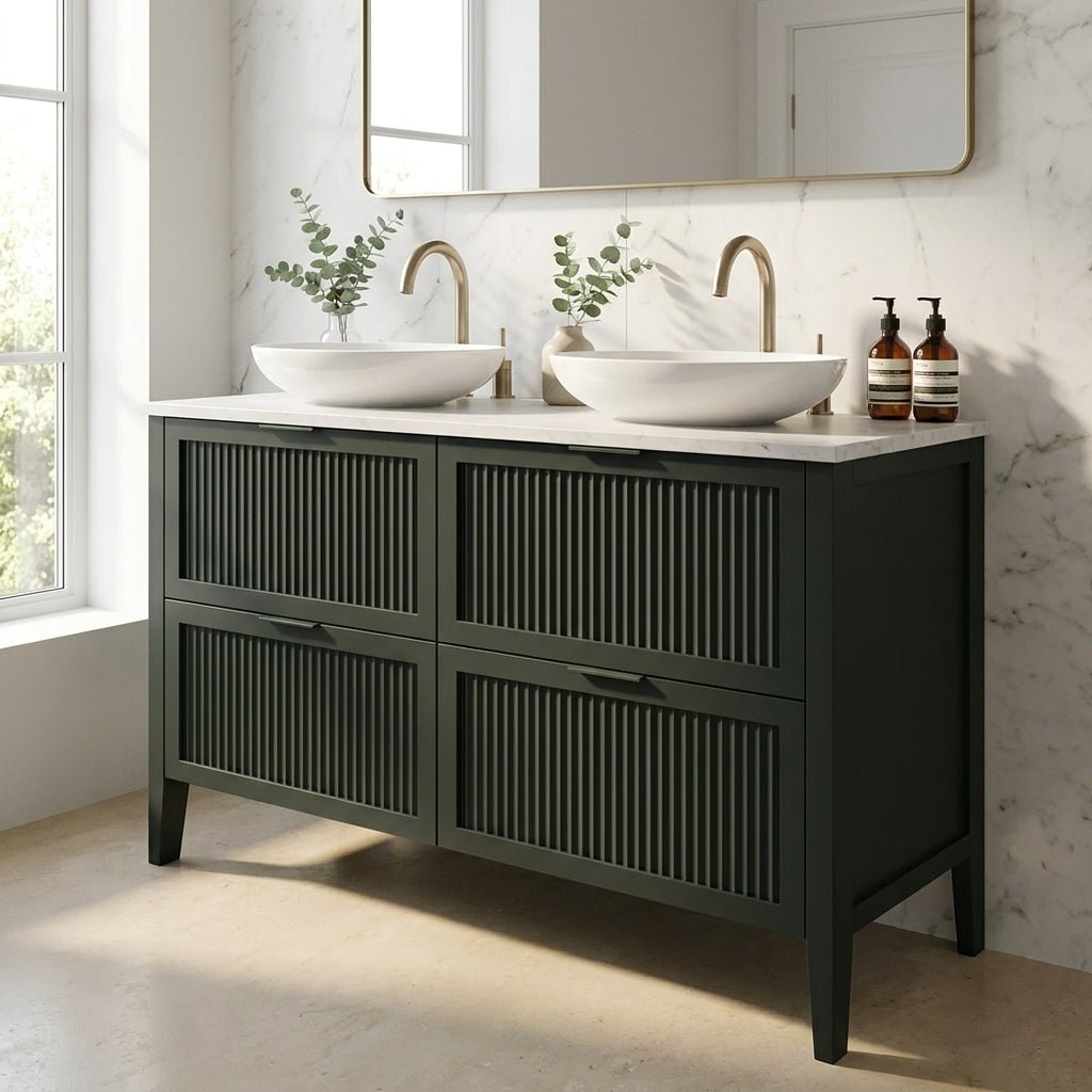 The Clifton | Painted Fluted Double Vanity 1200mm Studio Green - Mockridge Design