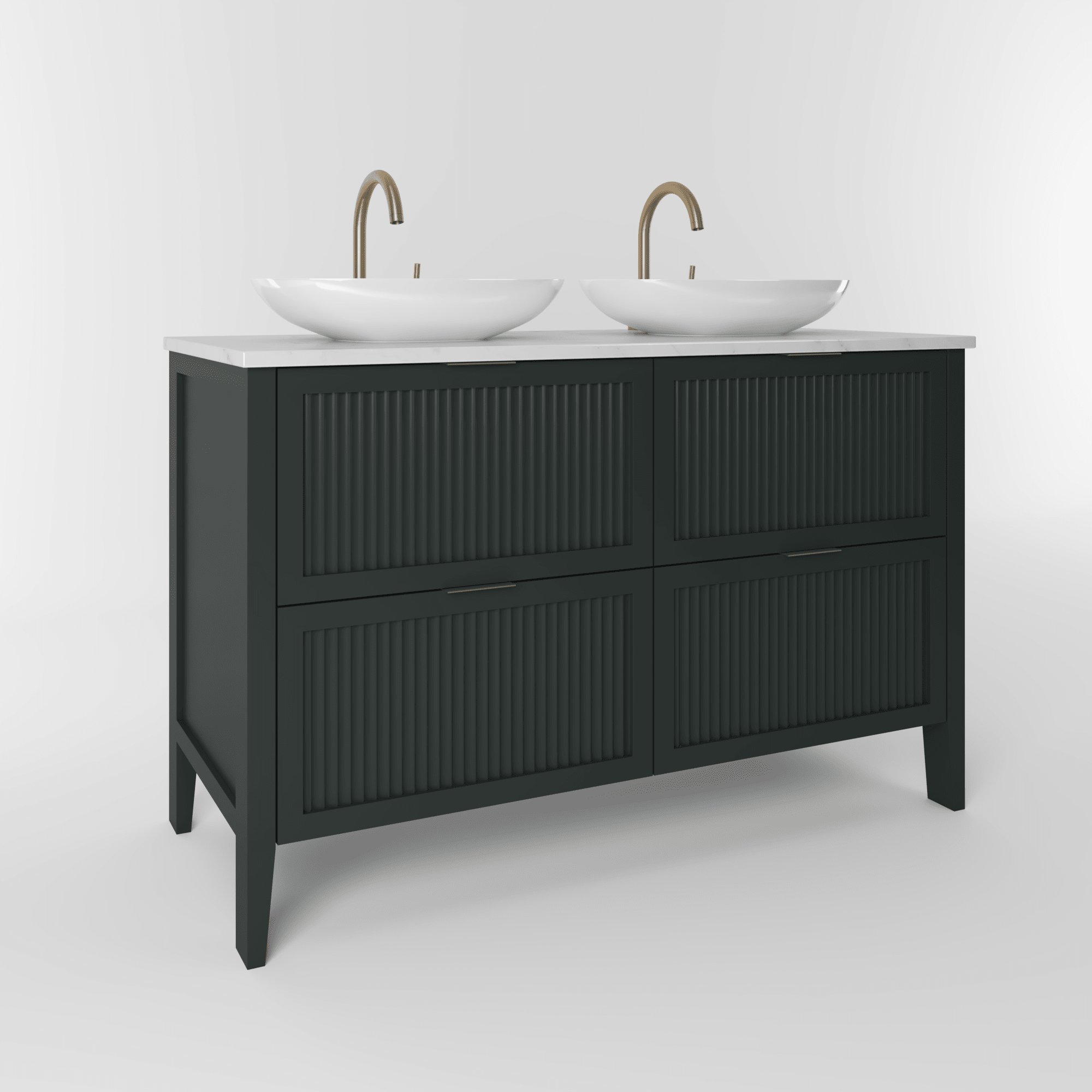 The Clifton | Painted Fluted Double Vanity 1200mm Studio Green - Mockridge Design