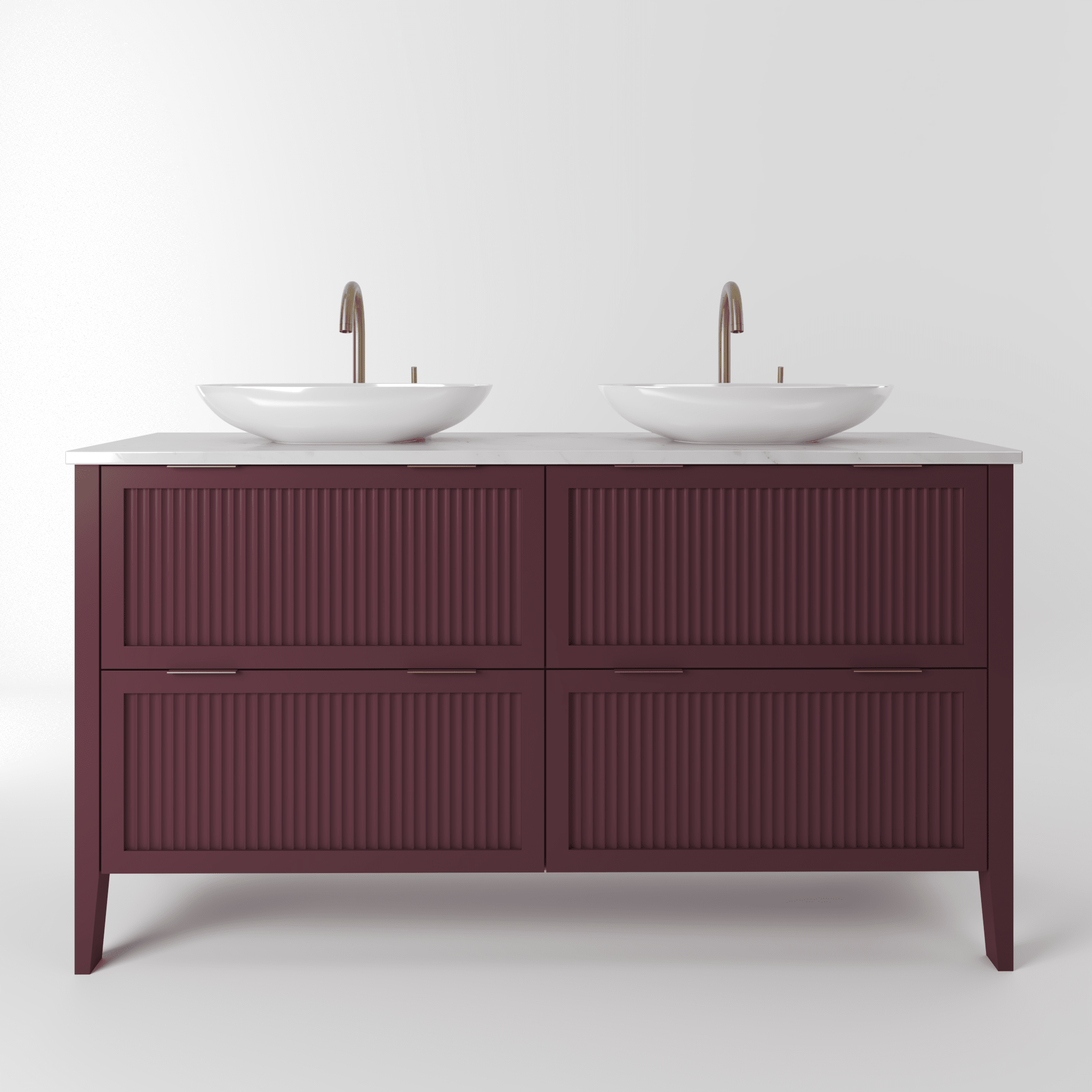 The Clifton | Painted Fluted Double Vanity 1400mm Brinjal - Mockridge Design