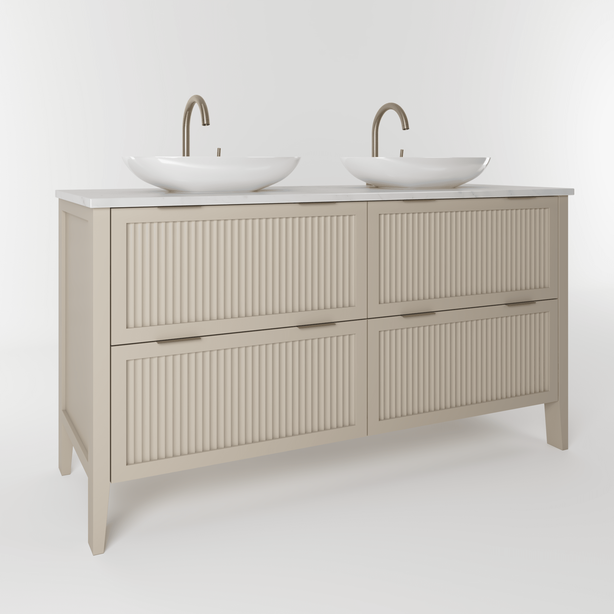 The Clifton | Painted Fluted Double Vanity 1400mm Elephants Breath - Mockridge Design