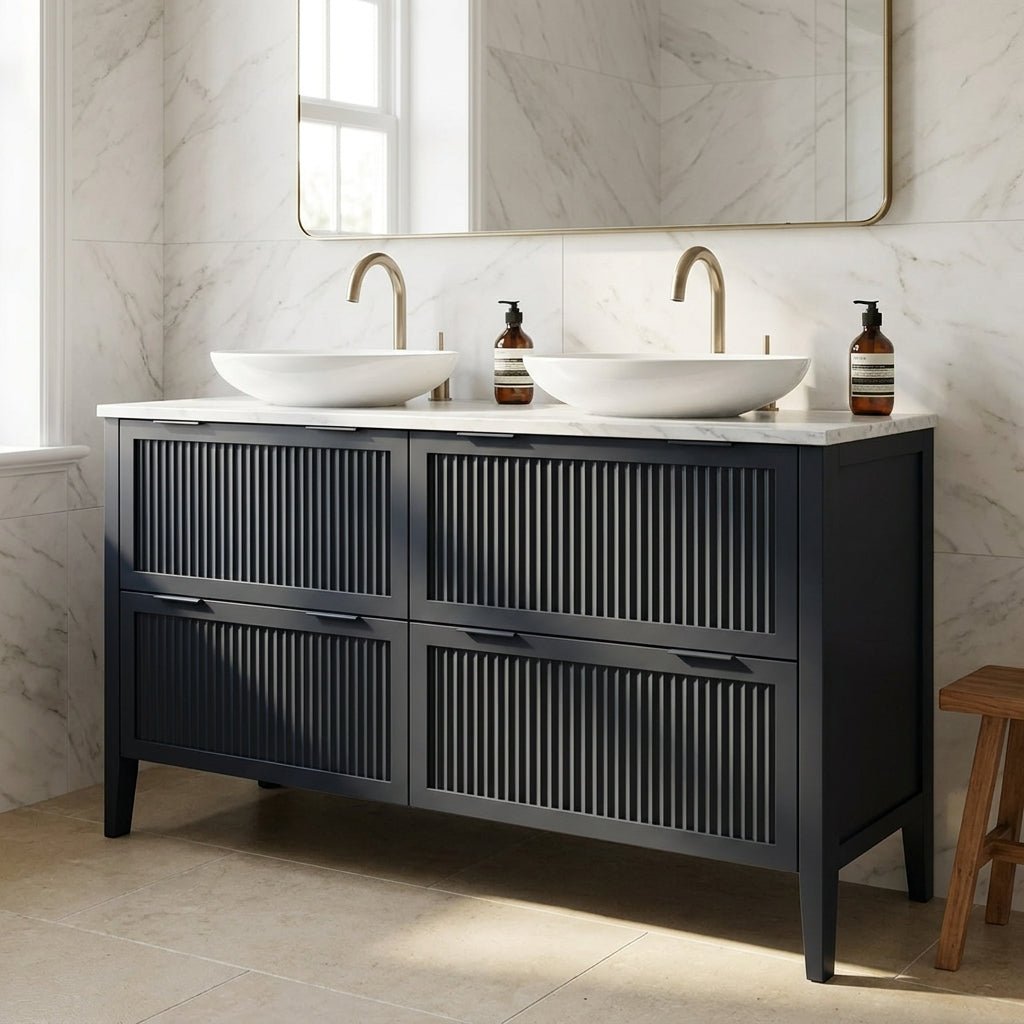 The Clifton | Painted Fluted Double Vanity 1400mm Railings - Mockridge Design