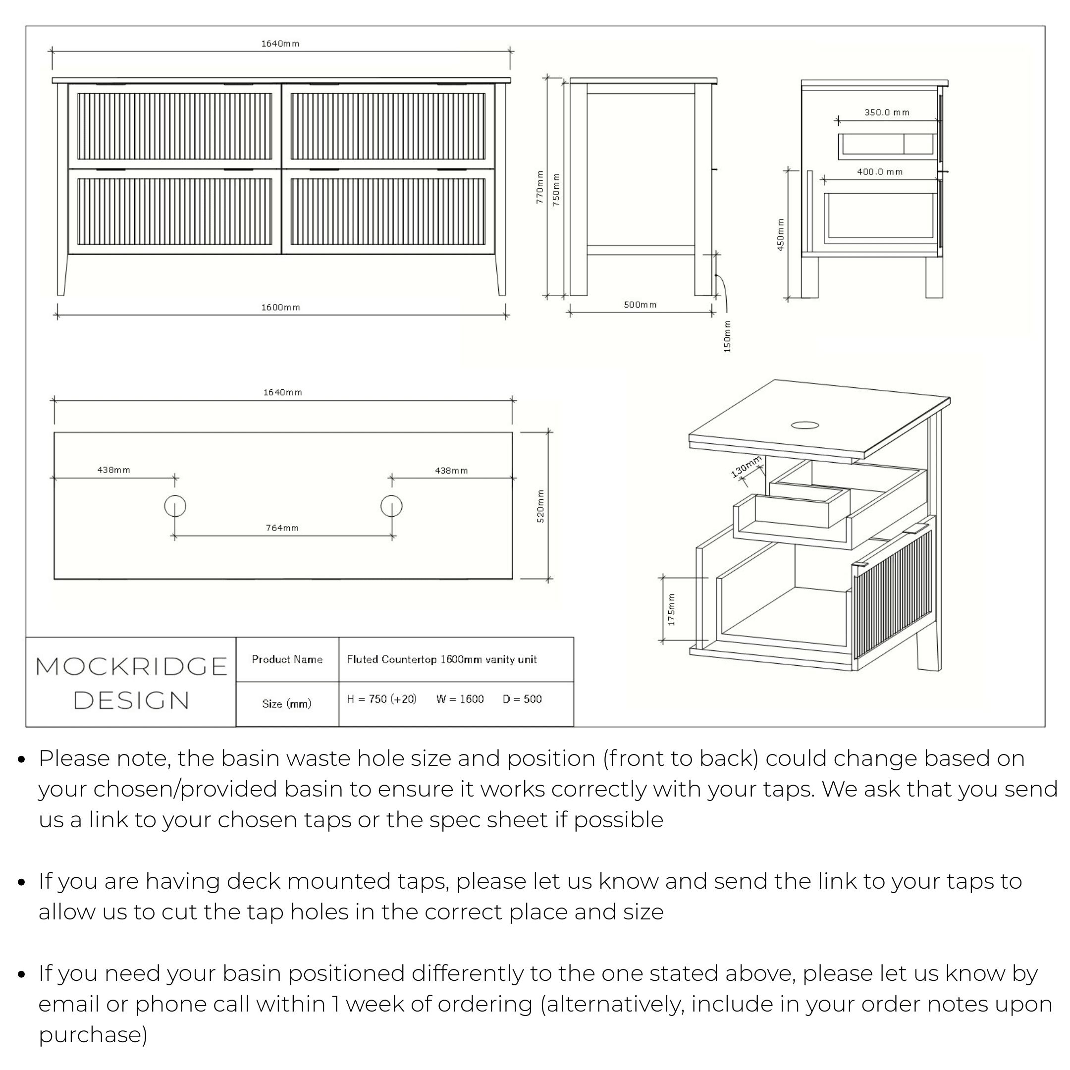 The Clifton | Painted Fluted Double Vanity 1600mm Brinjal - Mockridge Design