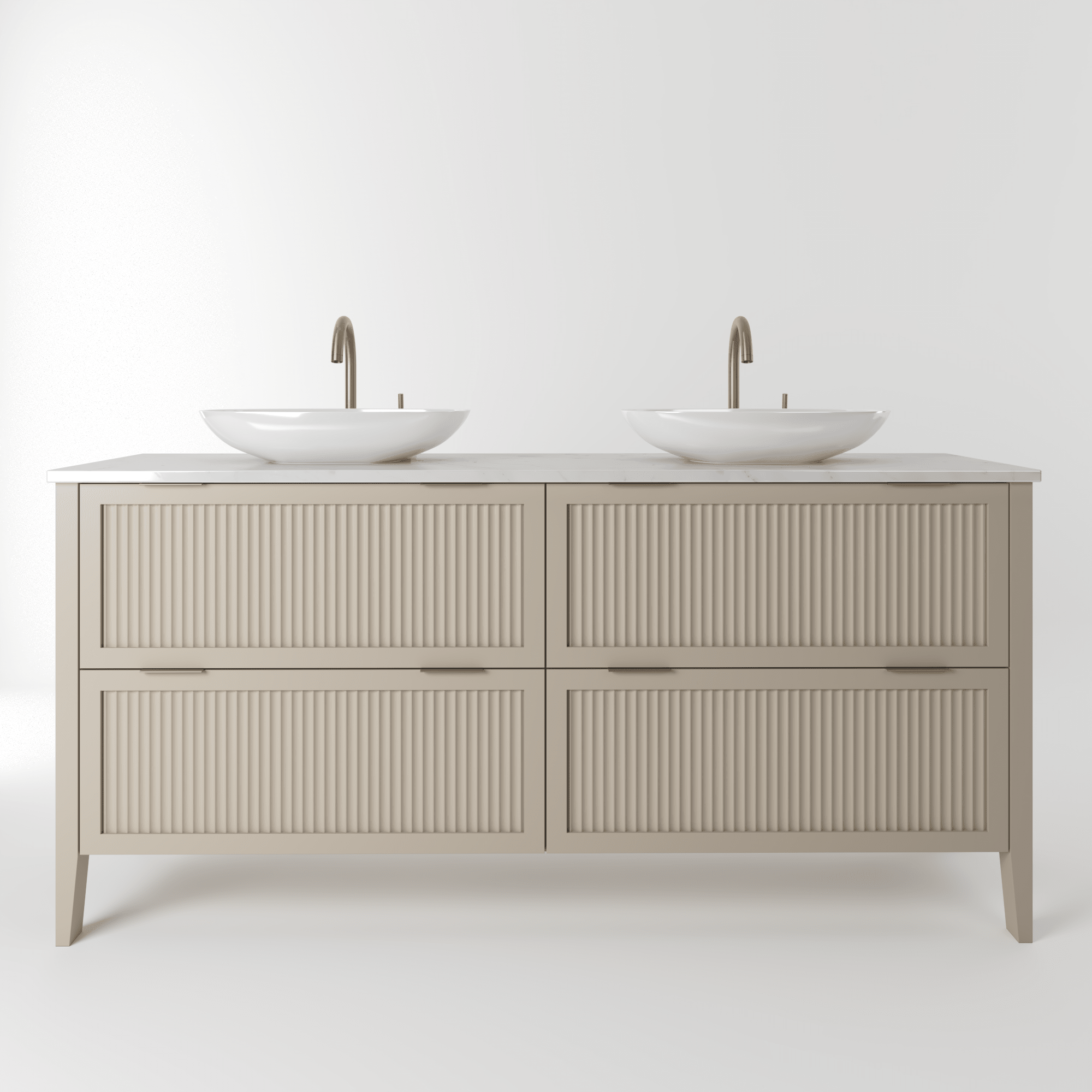 The Clifton | Painted Fluted Double Vanity 1600mm Elephants Breath - Mockridge Design