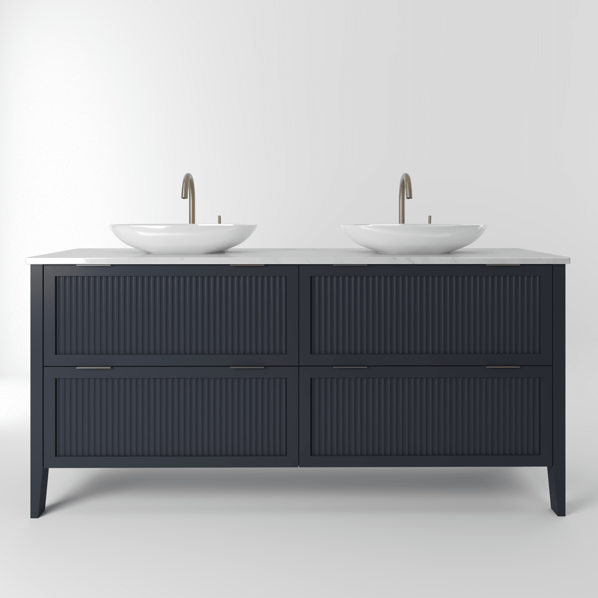 The Clifton | Painted Fluted Double Vanity 1600mm Railings - Mockridge Design