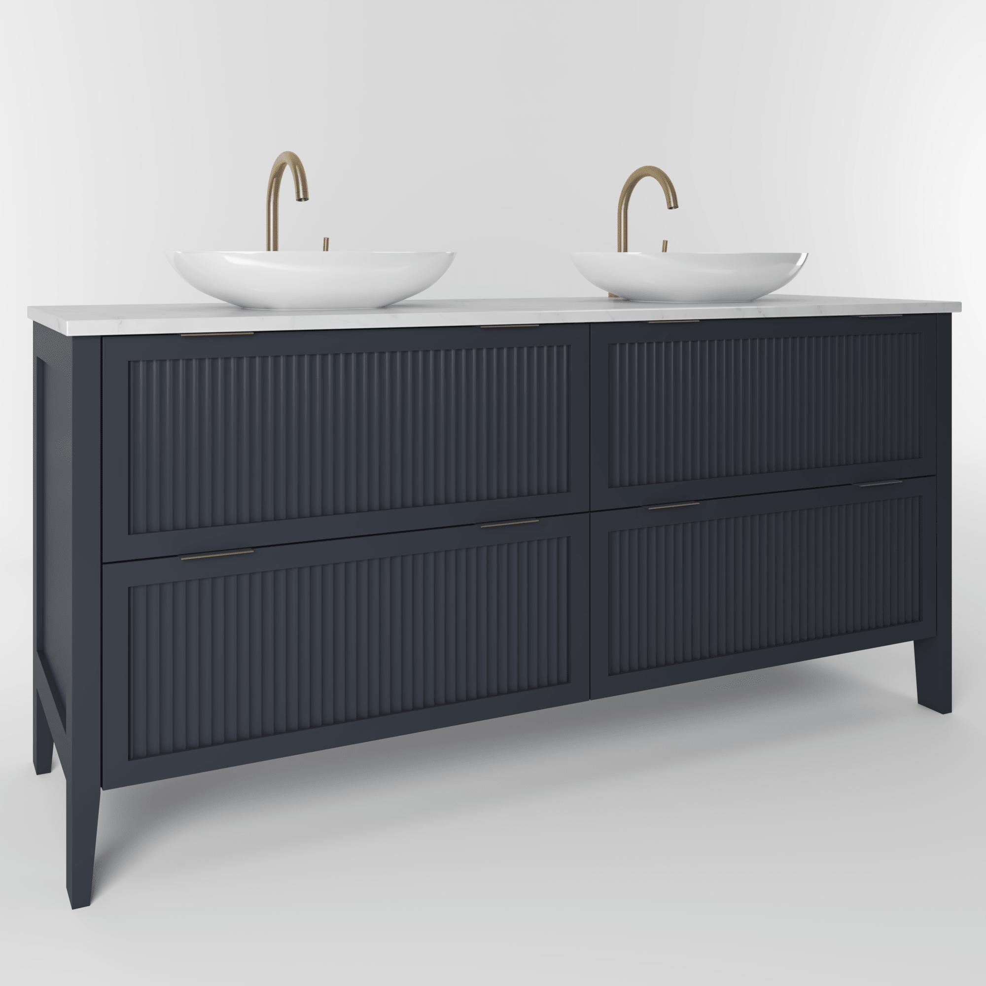 The Clifton | Painted Fluted Double Vanity 1600mm Railings - Mockridge Design