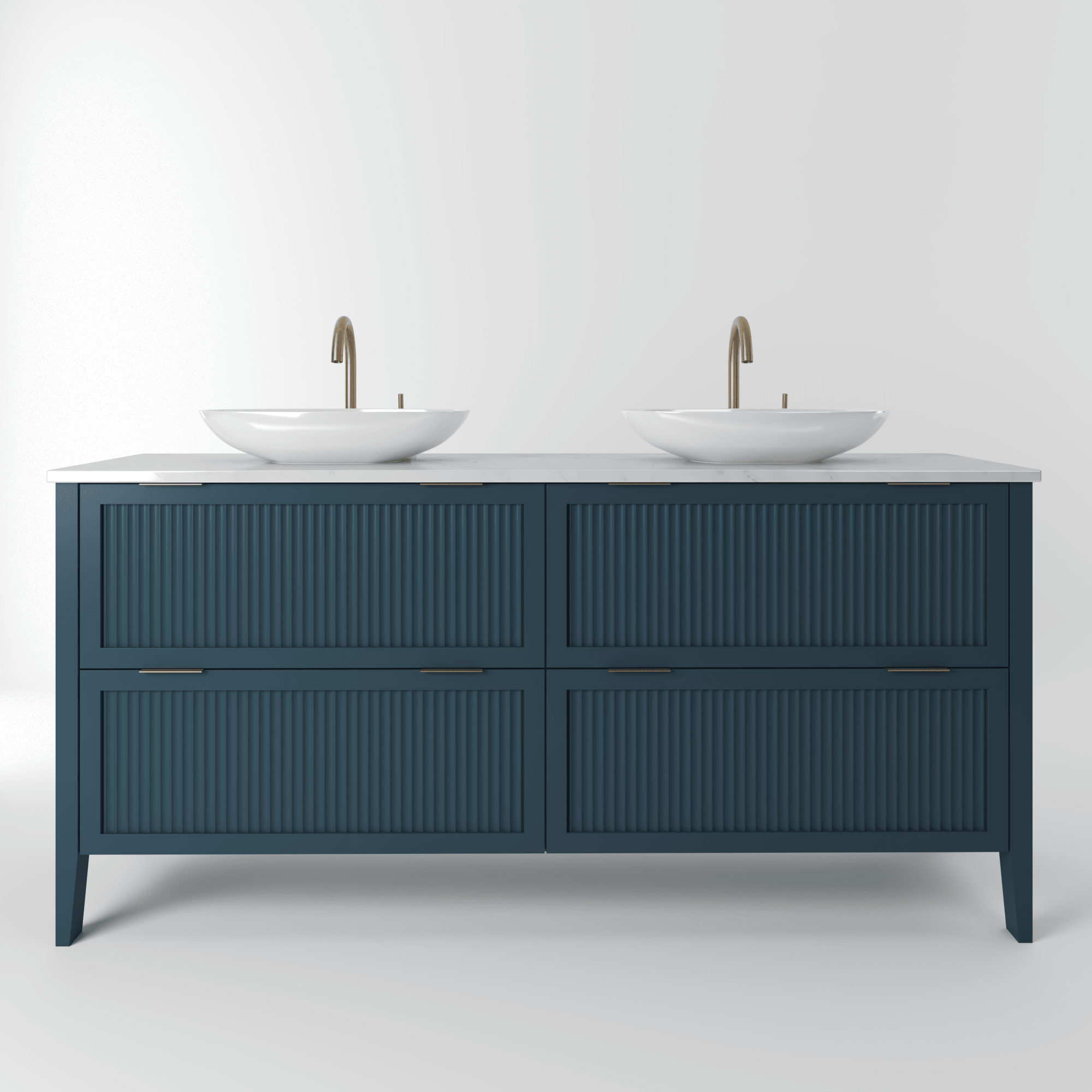 The Clifton | Painted Fluted Double Vanity 1600mm Stiffkey Blue - Mockridge Design