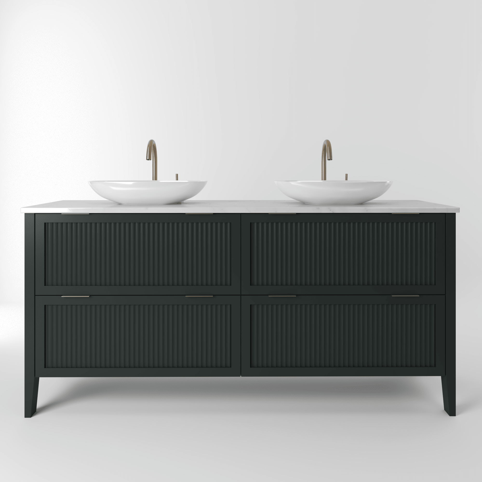The Clifton | Painted Fluted Double Vanity 1600mm Studio Green - Mockridge Design