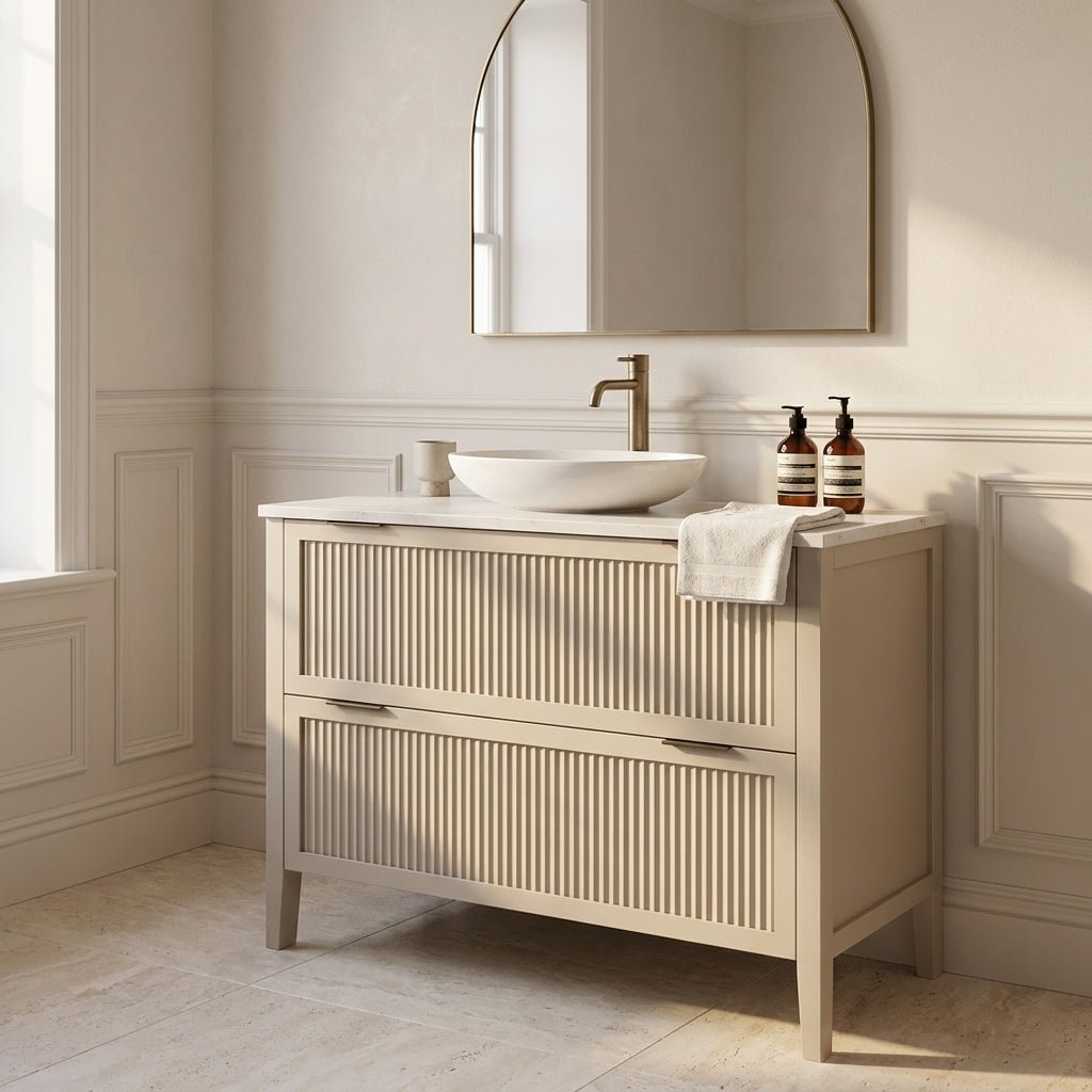The Clifton | Painted Fluted Vanity 1000mm Elephants Breath - Mockridge Design