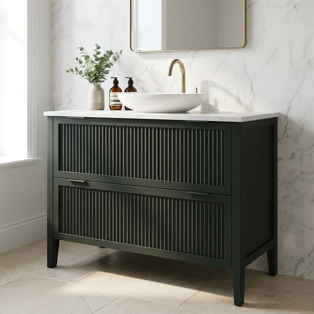 The Clifton | Painted Fluted Vanity 1000mm Studio Green - Mockridge Design