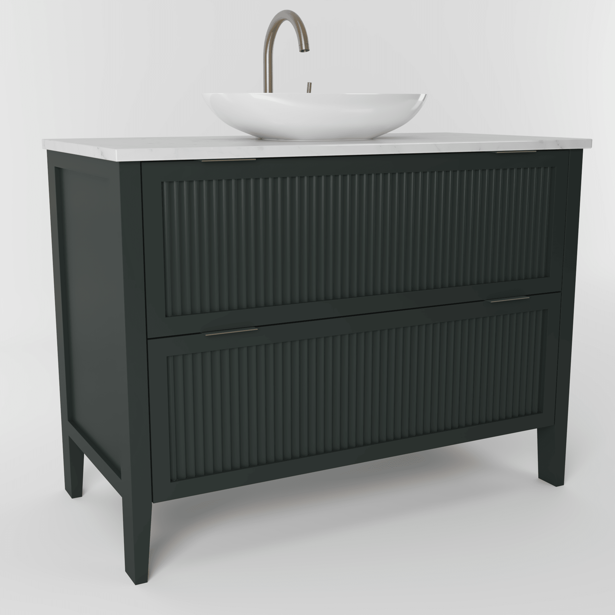 The Clifton | Painted Fluted Vanity 1000mm Studio Green - Mockridge Design