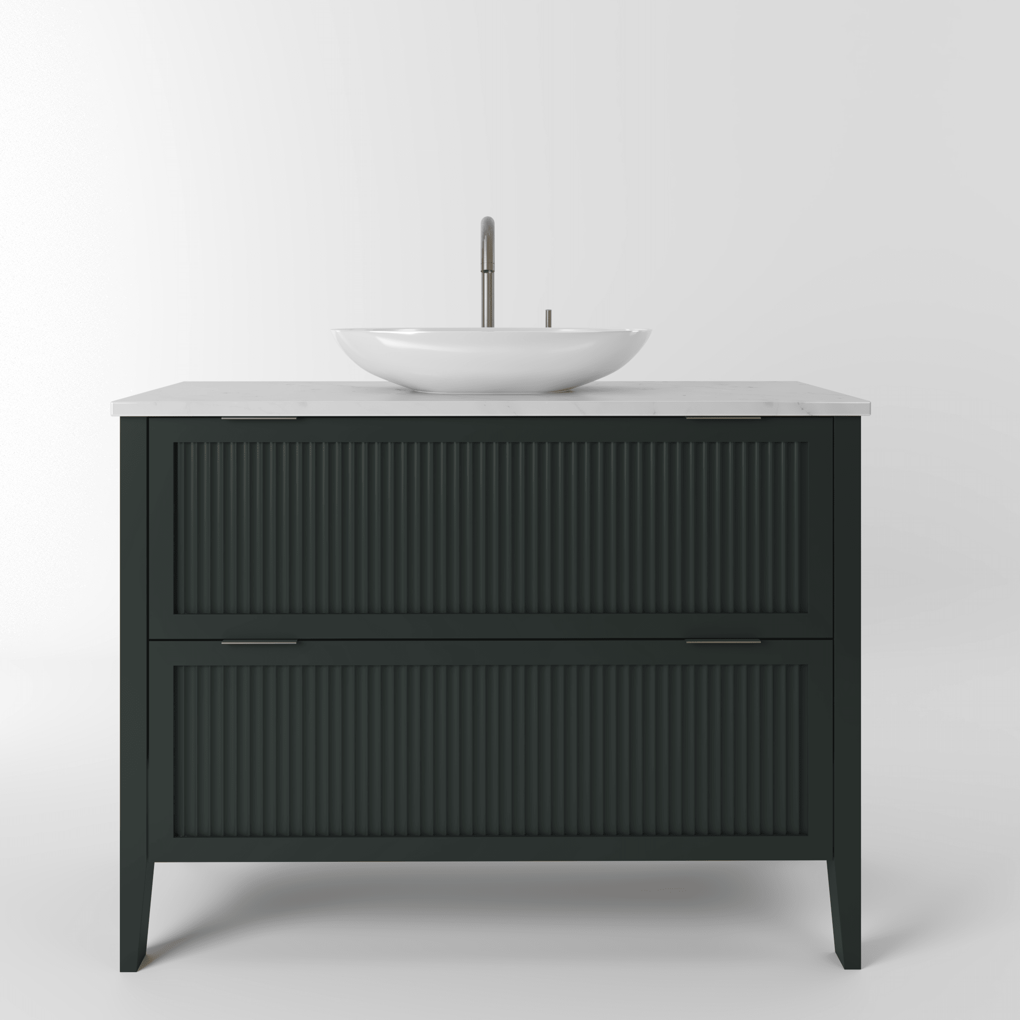 The Clifton | Painted Fluted Vanity 1000mm Studio Green - Mockridge Design