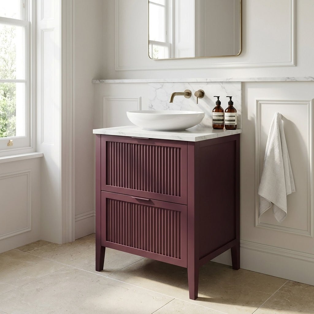 The Clifton | Painted Fluted Vanity 600mm Brinjal - Mockridge Design