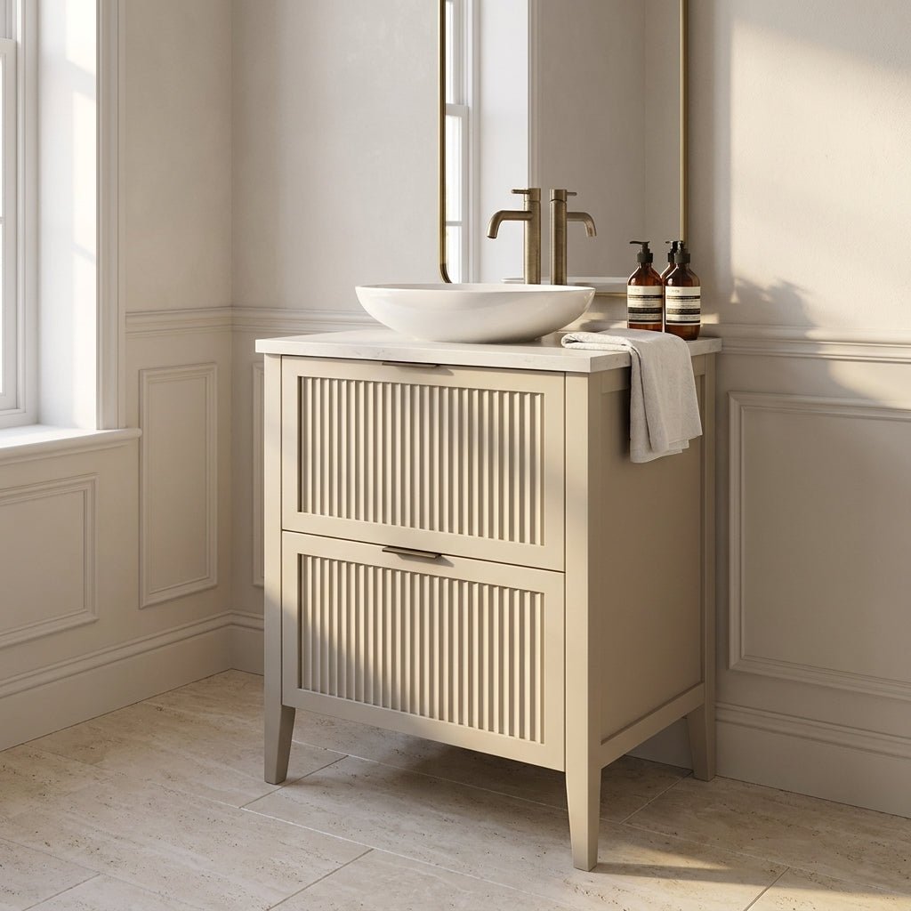 The Clifton | Painted Fluted Vanity 600mm Elephants Breath - Mockridge Design