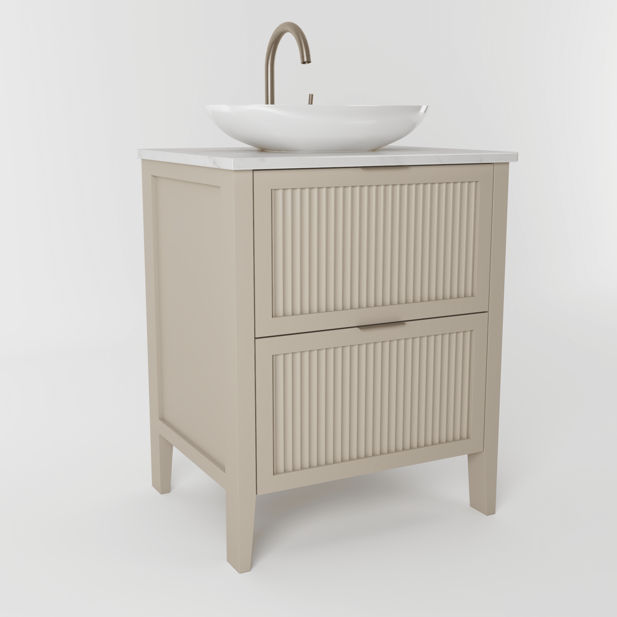 The Clifton | Painted Fluted Vanity 600mm Elephants Breath - Mockridge Design