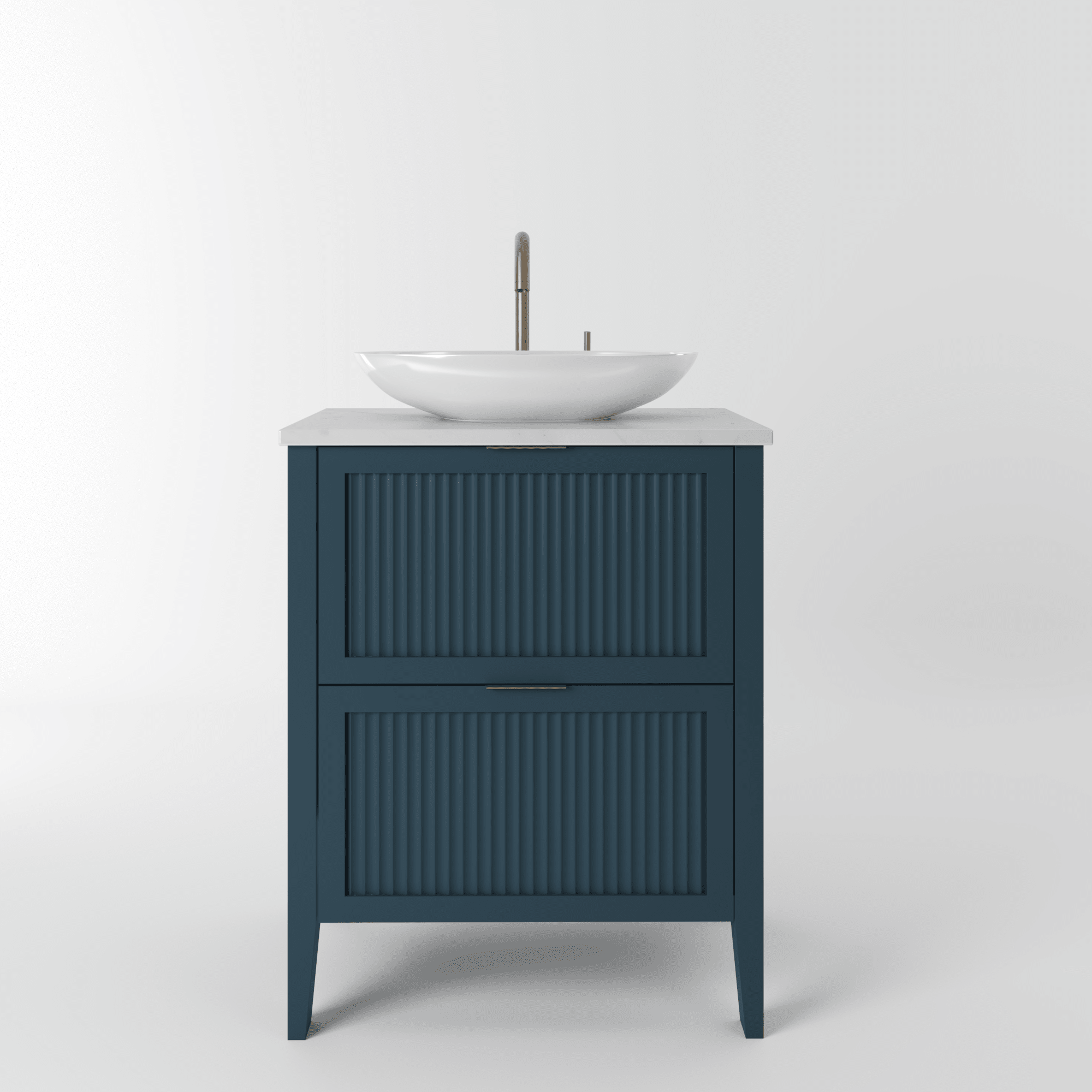 The Clifton | Painted Fluted Vanity 600mm Stiffkey Blue - Mockridge Design