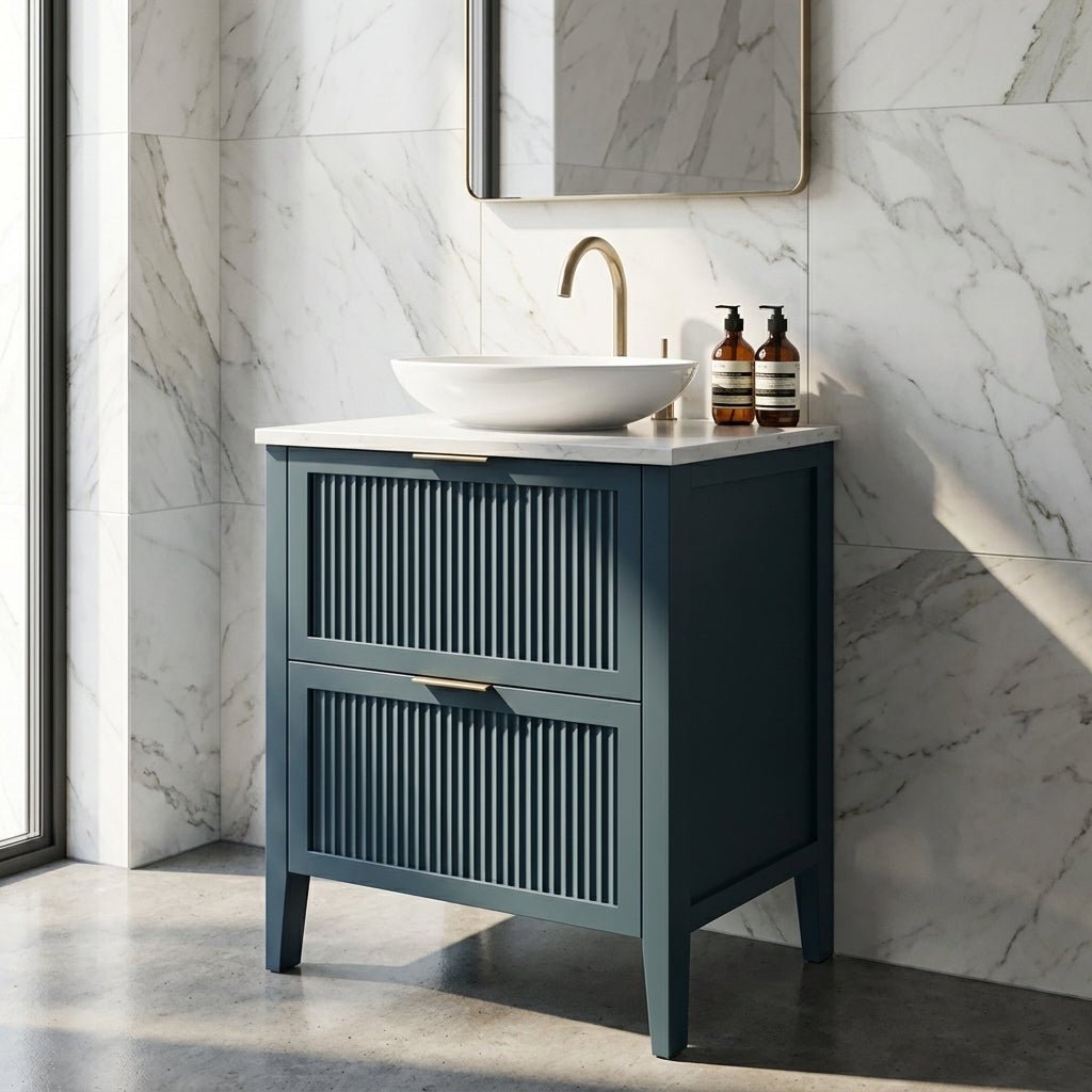 The Clifton | Painted Fluted Vanity 600mm Stiffkey Blue - Mockridge Design