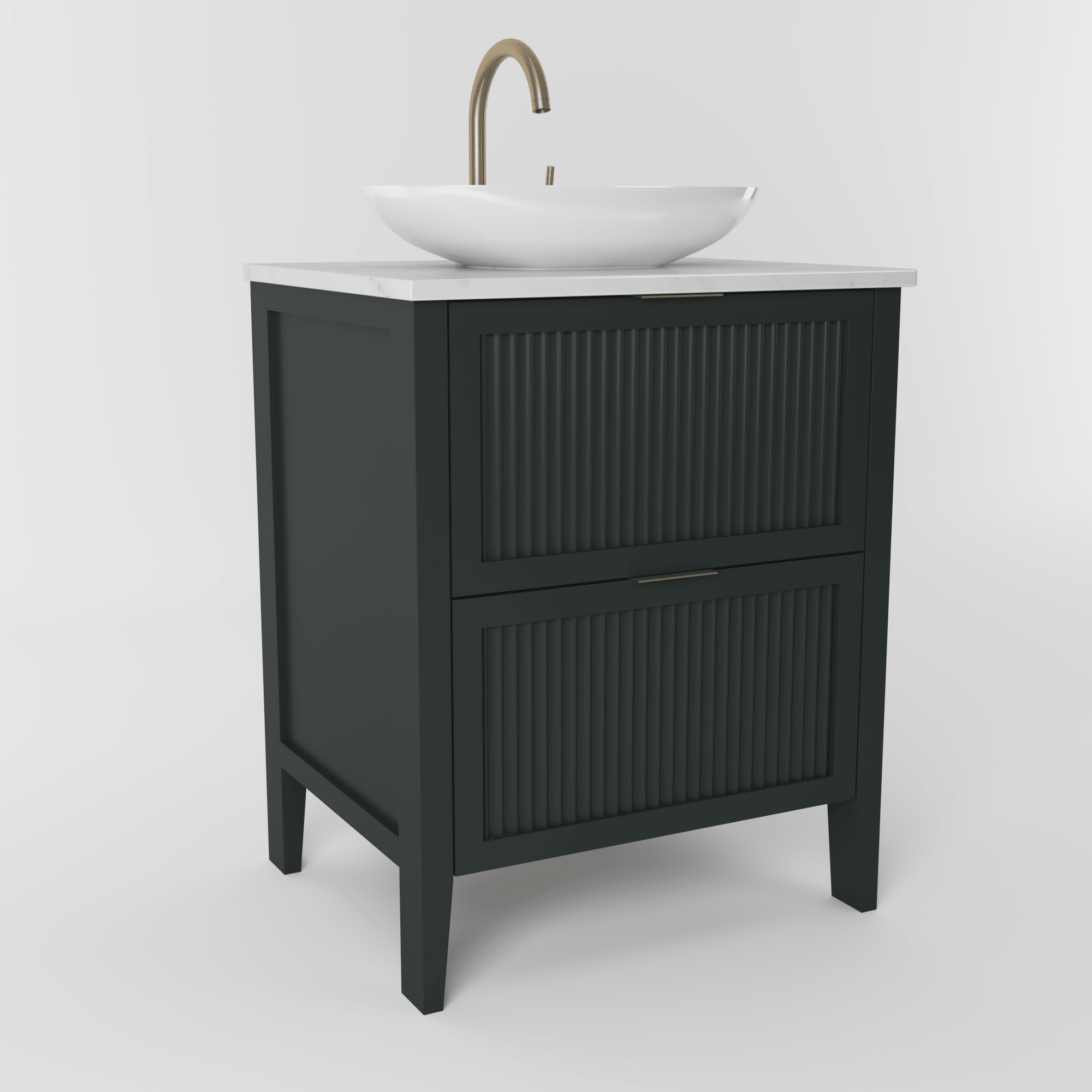 The Clifton | Painted Fluted Vanity 600mm Studio Green - Mockridge Design