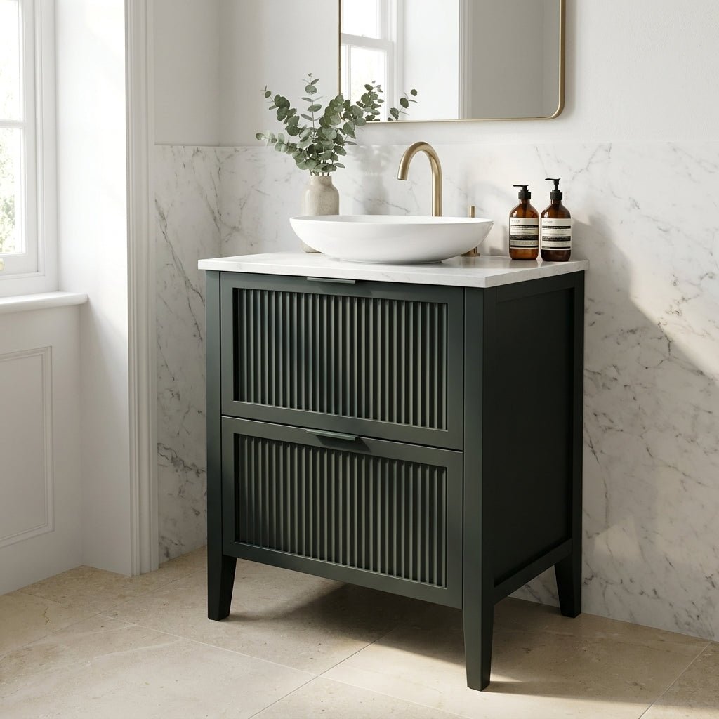 The Clifton | Painted Fluted Vanity 600mm Studio Green - Mockridge Design