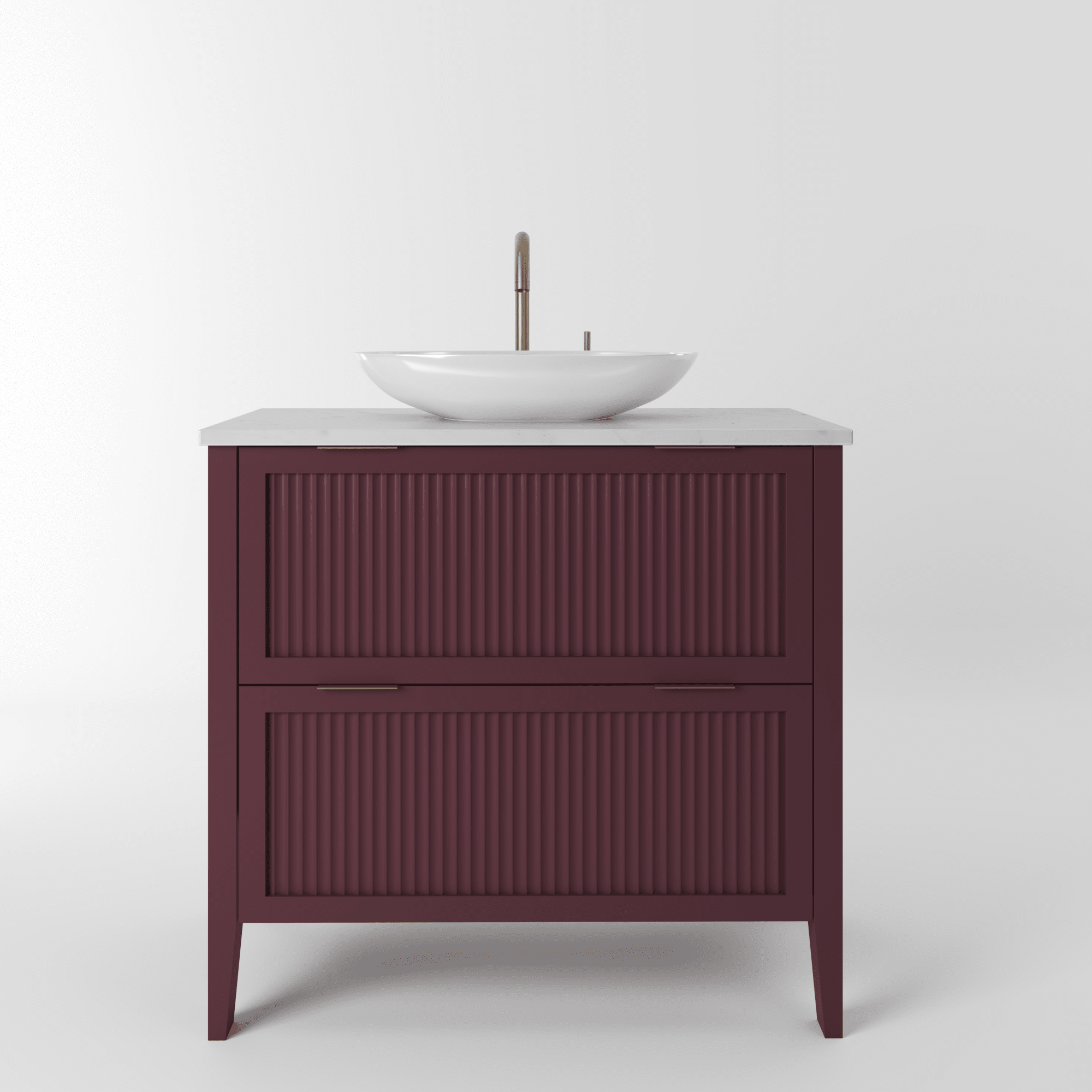 The Clifton | Painted Fluted Vanity 800mm Brinjal - Mockridge Design