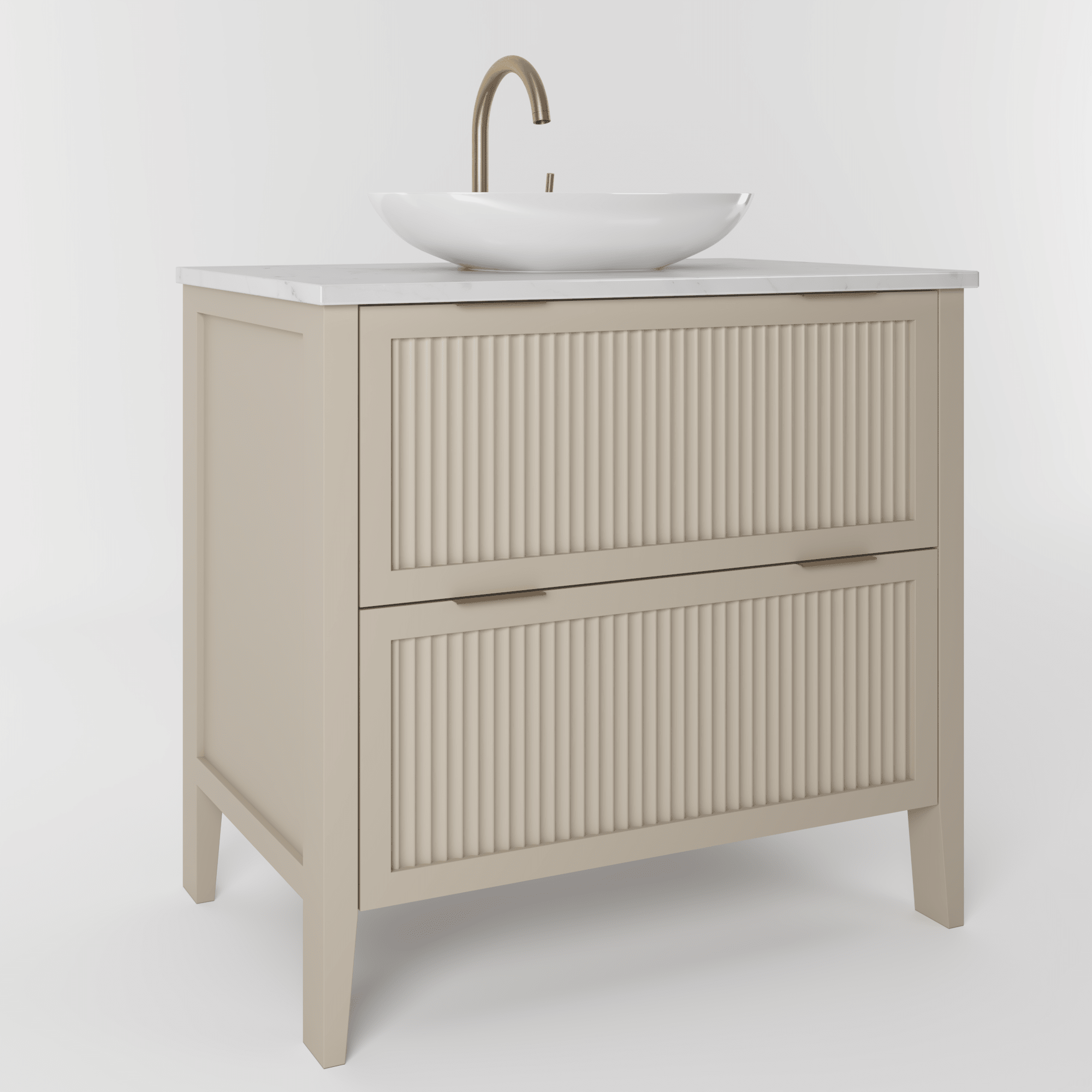 The Clifton | Painted Fluted Vanity 800mm Elephants Breath - Mockridge Design