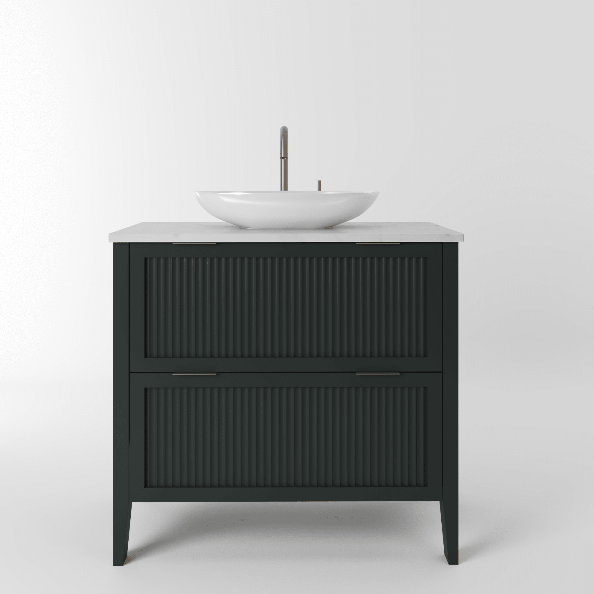 The Clifton | Painted Fluted Vanity 800mm Studio Green - Mockridge Design
