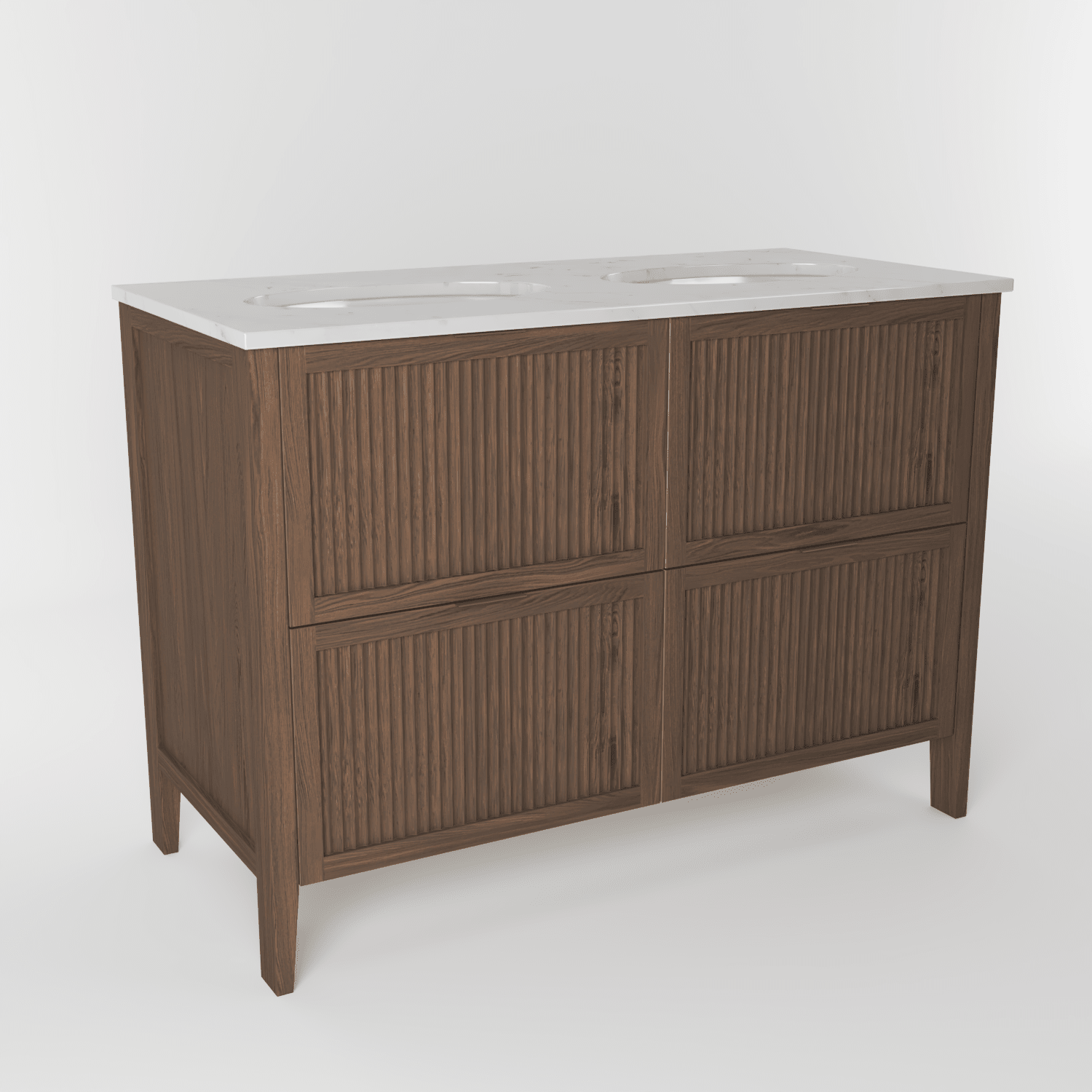 The Clifton | Undermounted | Oak Fluted Double Vanity 1200mm | Chocolate - Mockridge Design