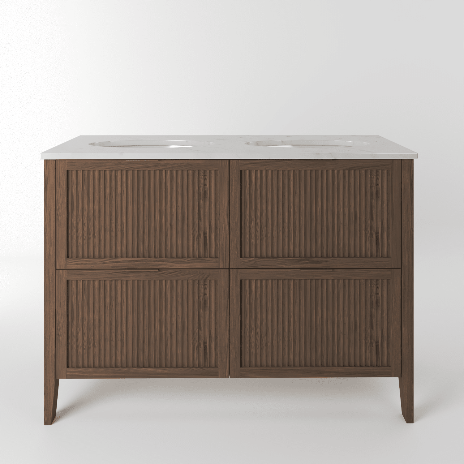 The Clifton | Undermounted | Oak Fluted Double Vanity 1200mm | Chocolate - Mockridge Design