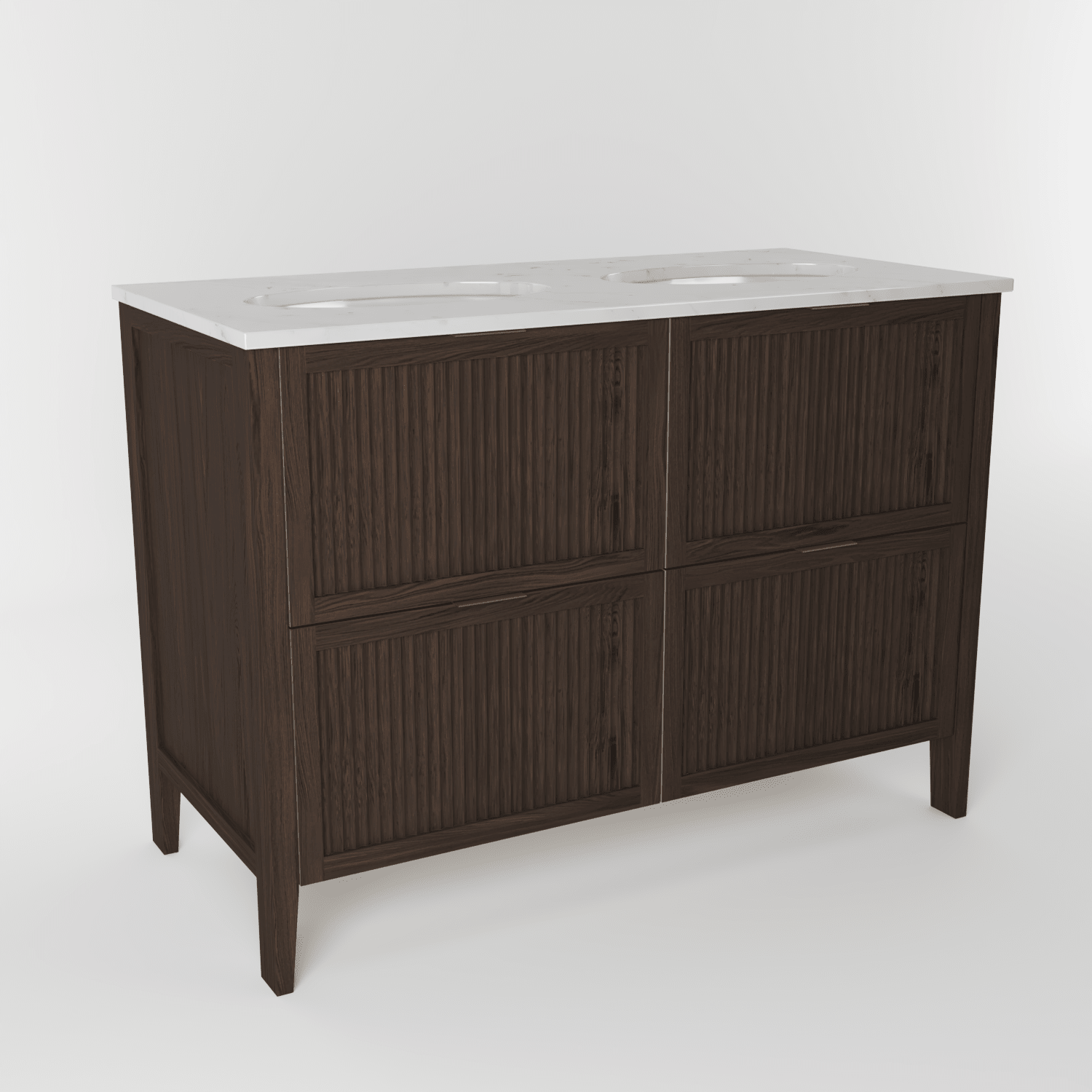 The Clifton | Undermounted | Oak Fluted Double Vanity 1200mm | Dark Roast - Mockridge Design