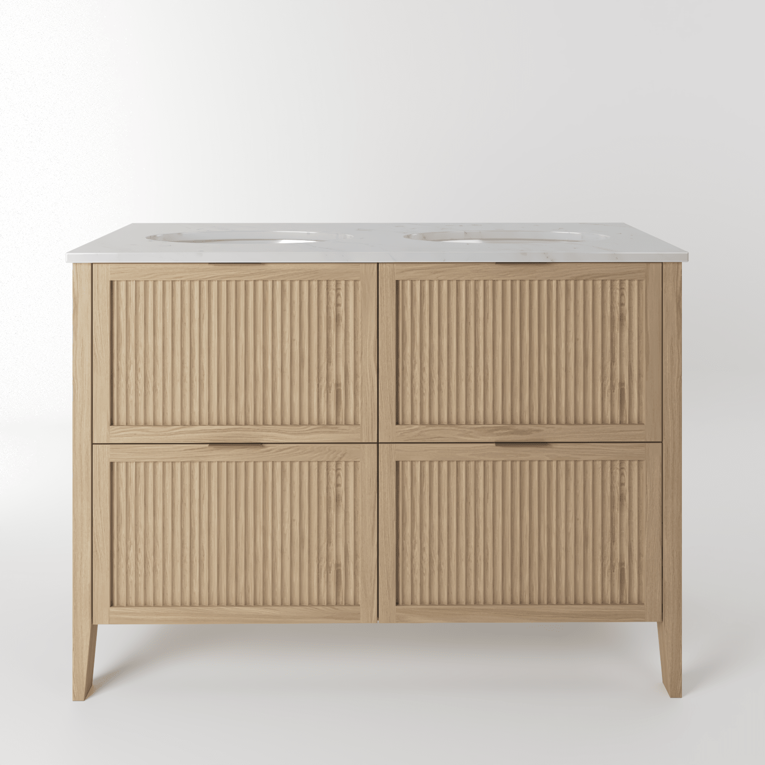The Clifton | Undermounted | Oak Fluted Double Vanity 1200mm | Smoke 5% - Mockridge Design