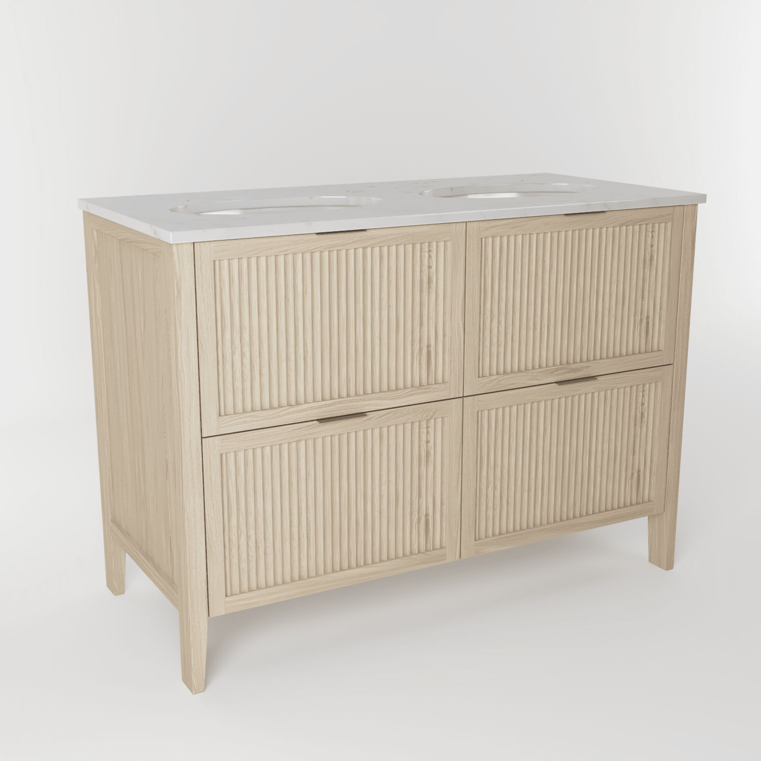 The Clifton | Undermounted | Oak Fluted Double Vanity 1200mm | White - Mockridge Design