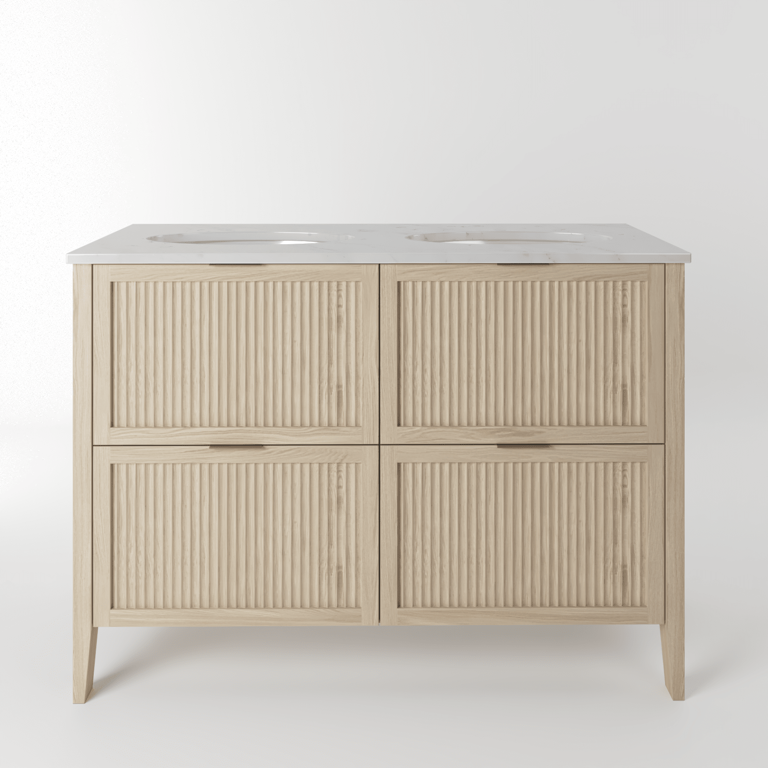 The Clifton | Undermounted | Oak Fluted Double Vanity 1200mm | White - Mockridge Design