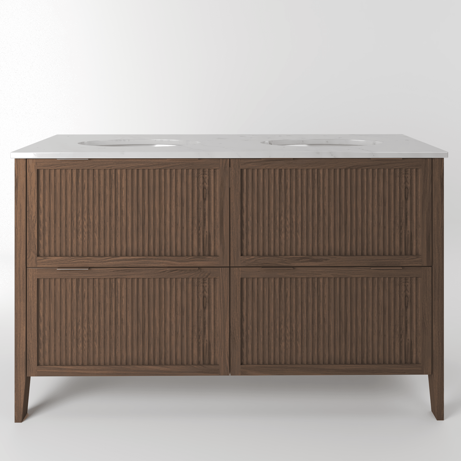 The Clifton | Undermounted | Oak Fluted Double Vanity 1400mm | Chocolate - Mockridge Design